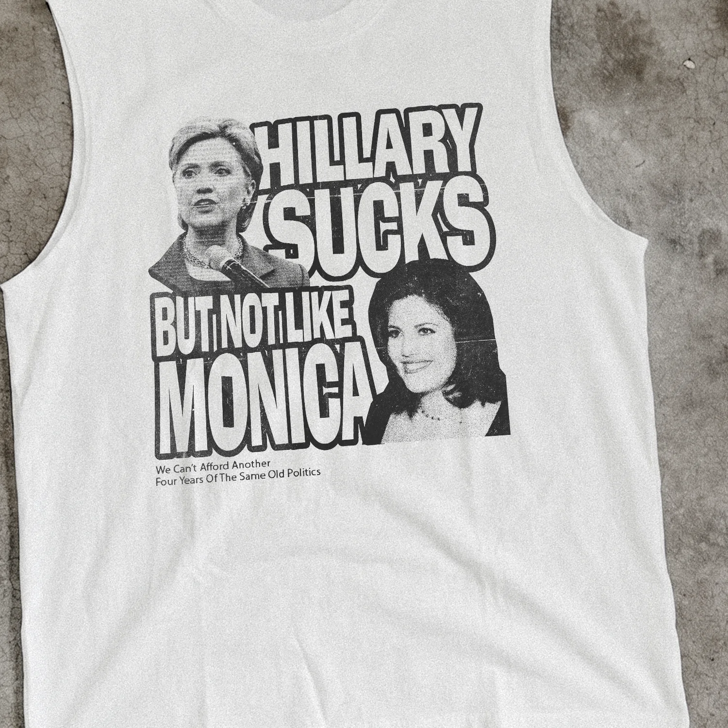 00s 'Hilary Sucks' Political Satire Heavy Cut-Off Tee - Image 2