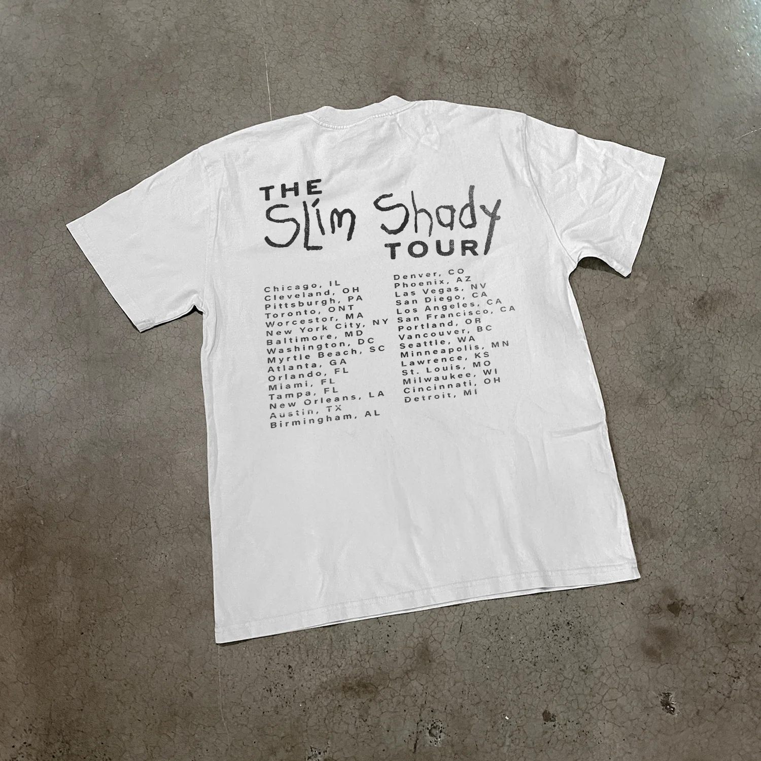 1999 'Slim Shady Tour' Eminem Fingerprint Heavy Faded White TEe - Image 3