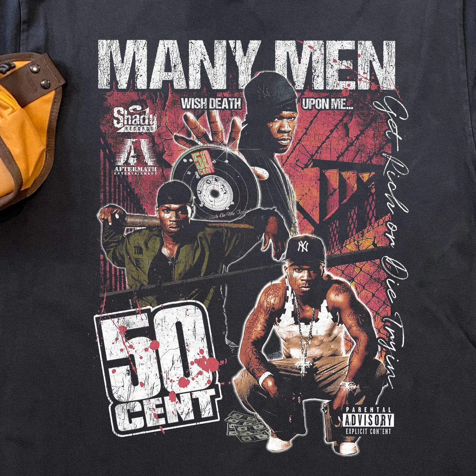 50 Cent 'Many Men' Heavyweight Black T-Shirt - Image 2