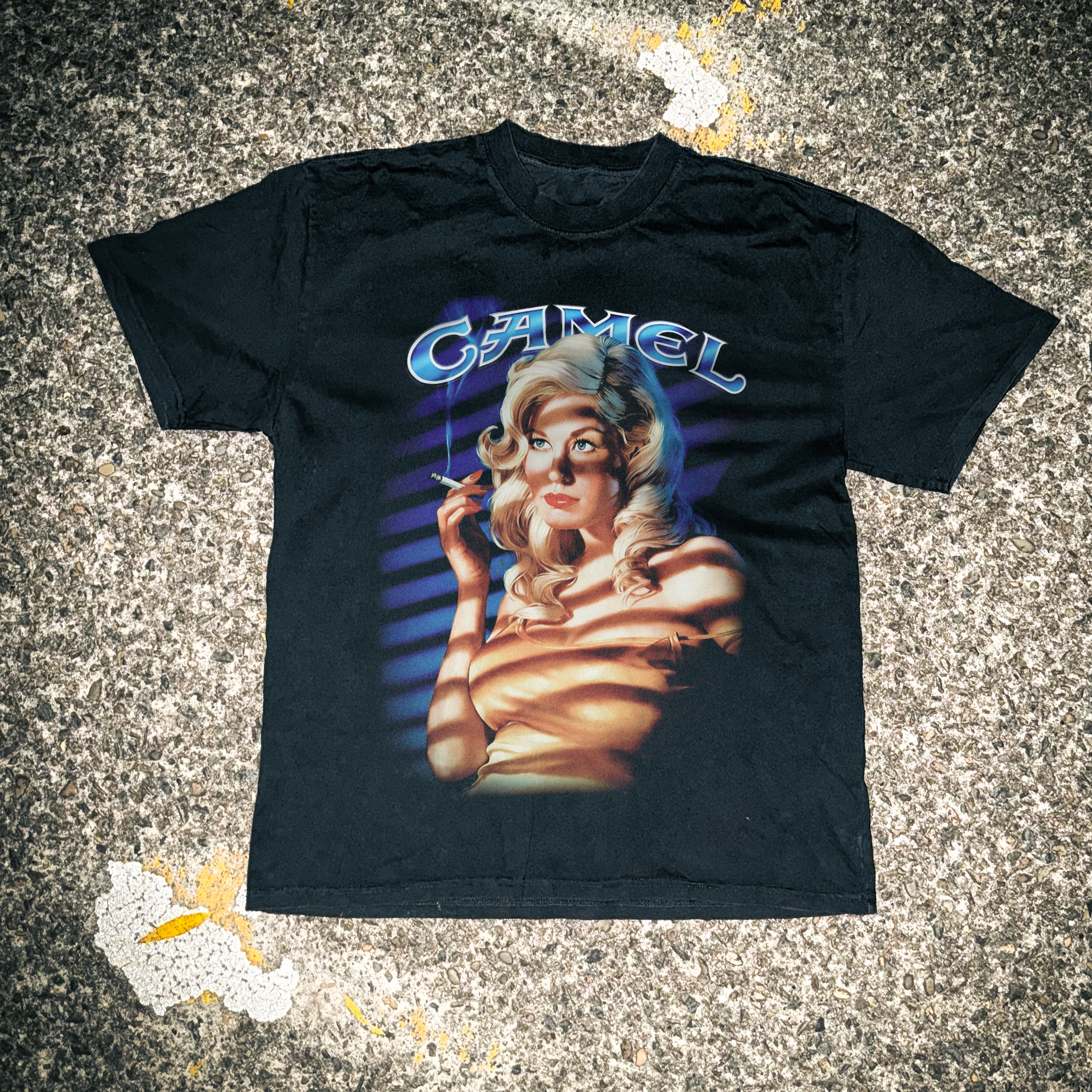 80s Camel Lights 'What a Dame' Heavy Faded Black tee