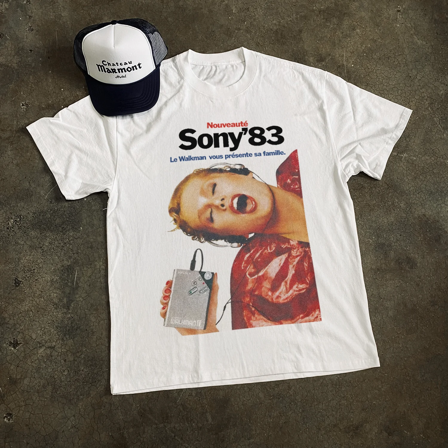 '83 French 'Sony Walkman' Heavy Faded White Tee