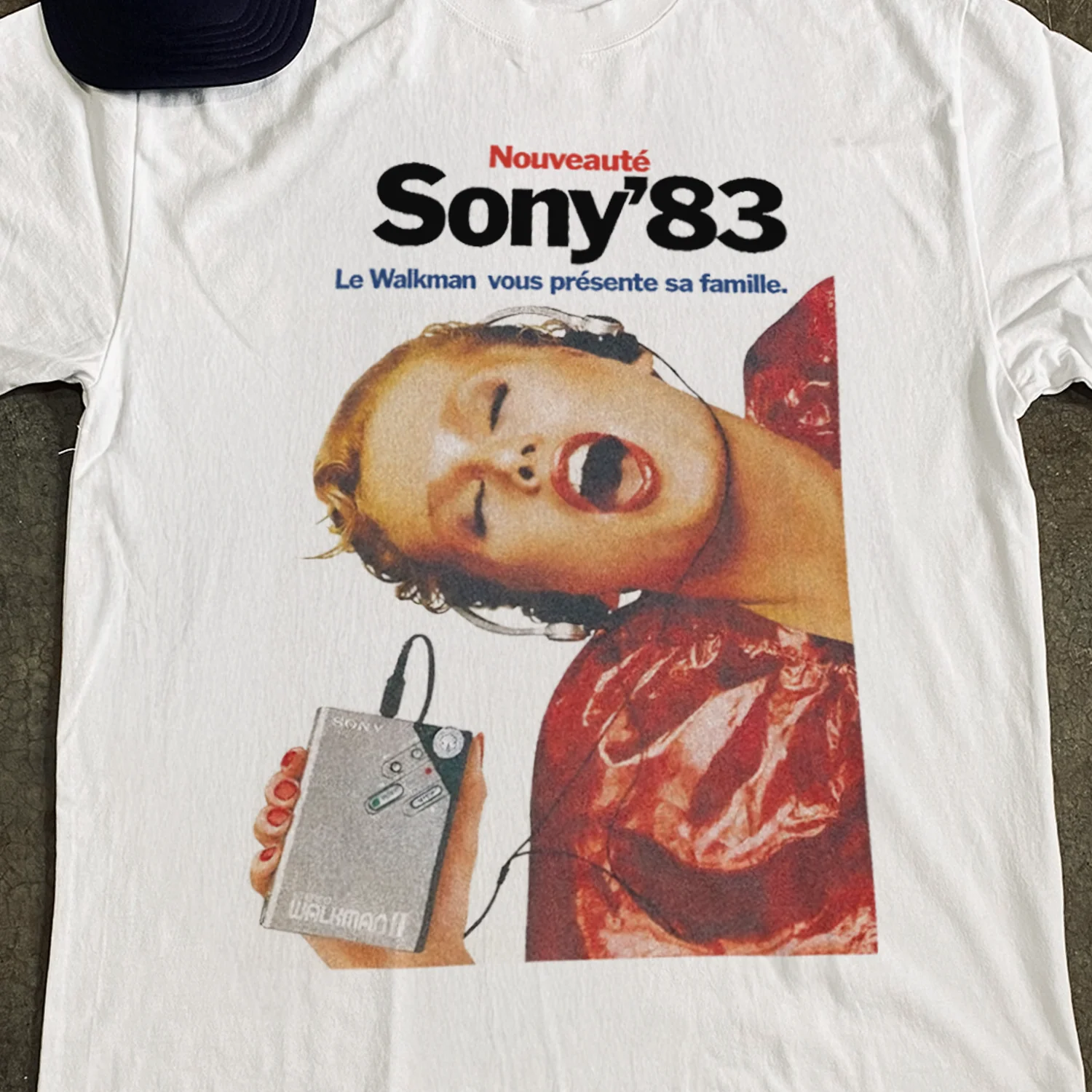 '83 French 'Sony Walkman' Heavy Faded White Tee - Image 2