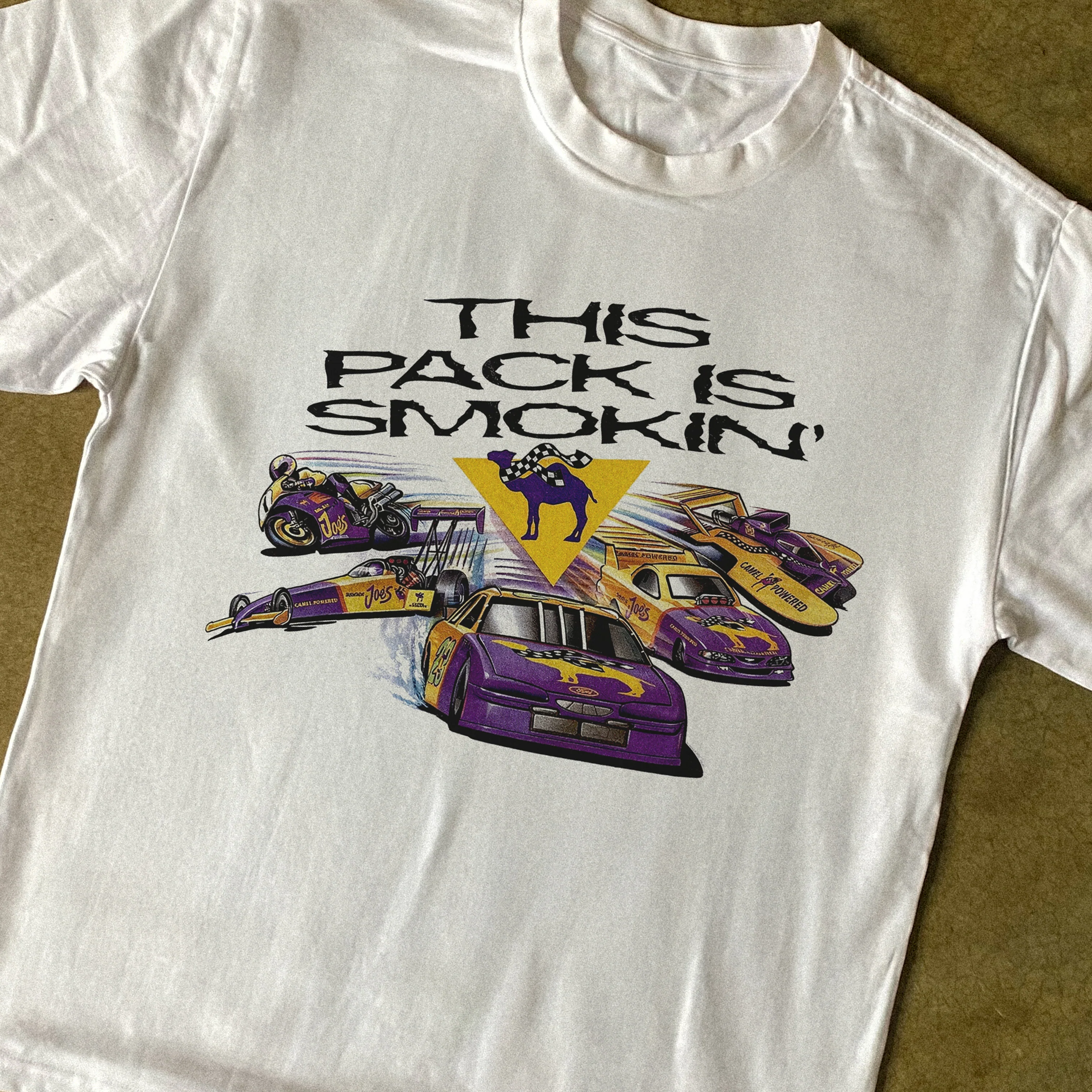 90s Camel Racing Heavyweight White T-Shirt - Image 2