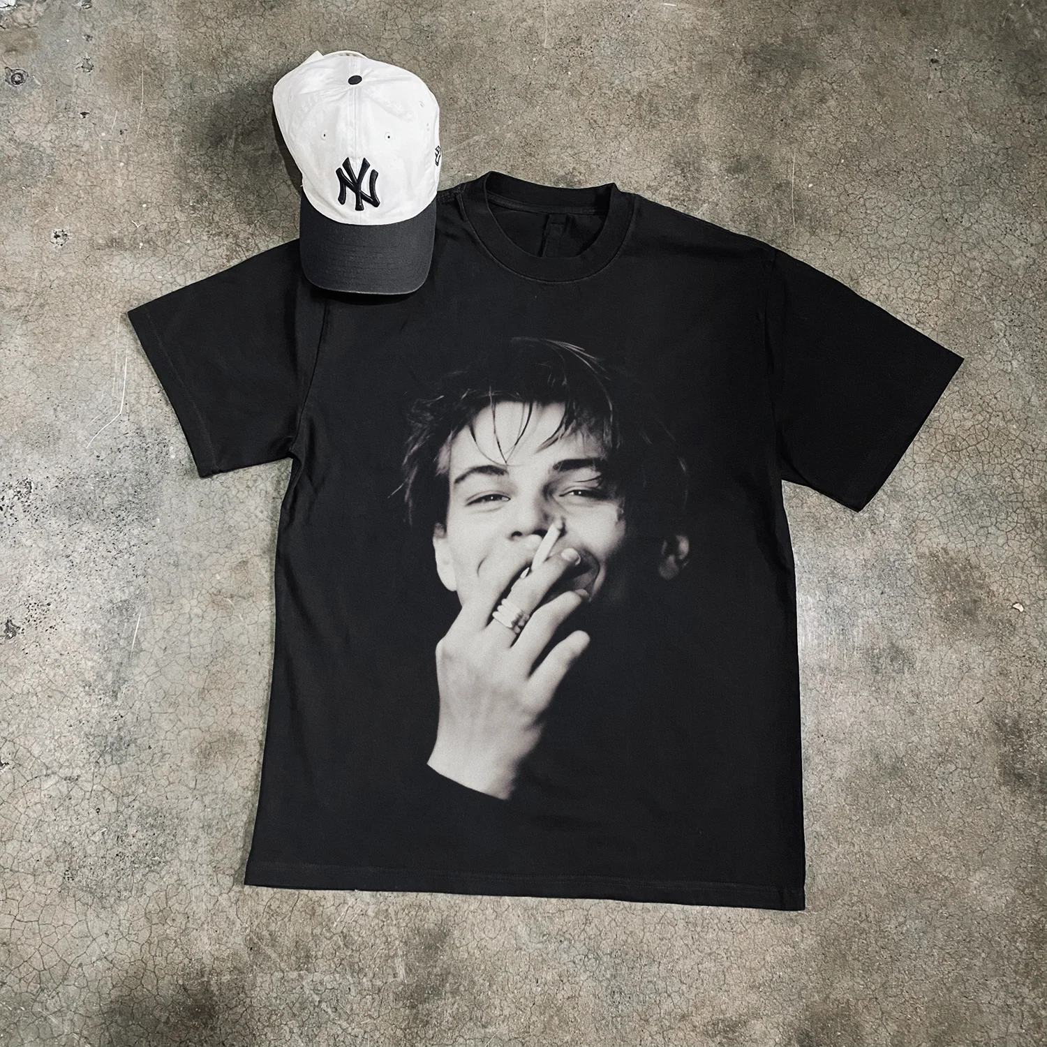 95 Leonardo 'Got A Light?' Heavy Faded Black Tee