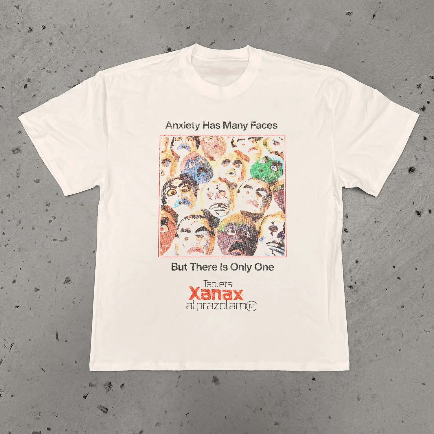 'Anxiety Has Many Faces' Bone Heavy Weight T-Shirt - Image 3