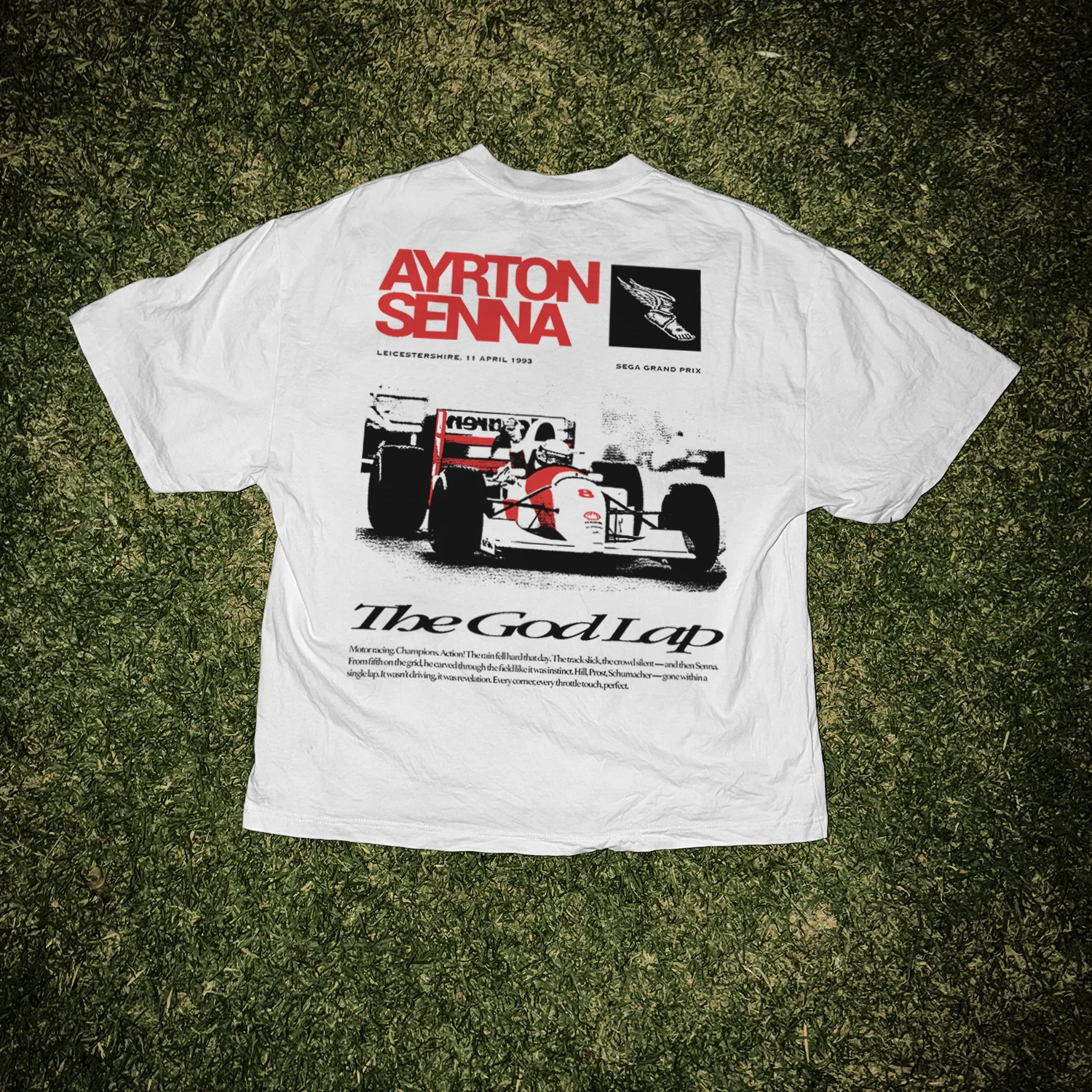 Ayrton Senna 'God Lap' Xerox Heavyweight White Tee