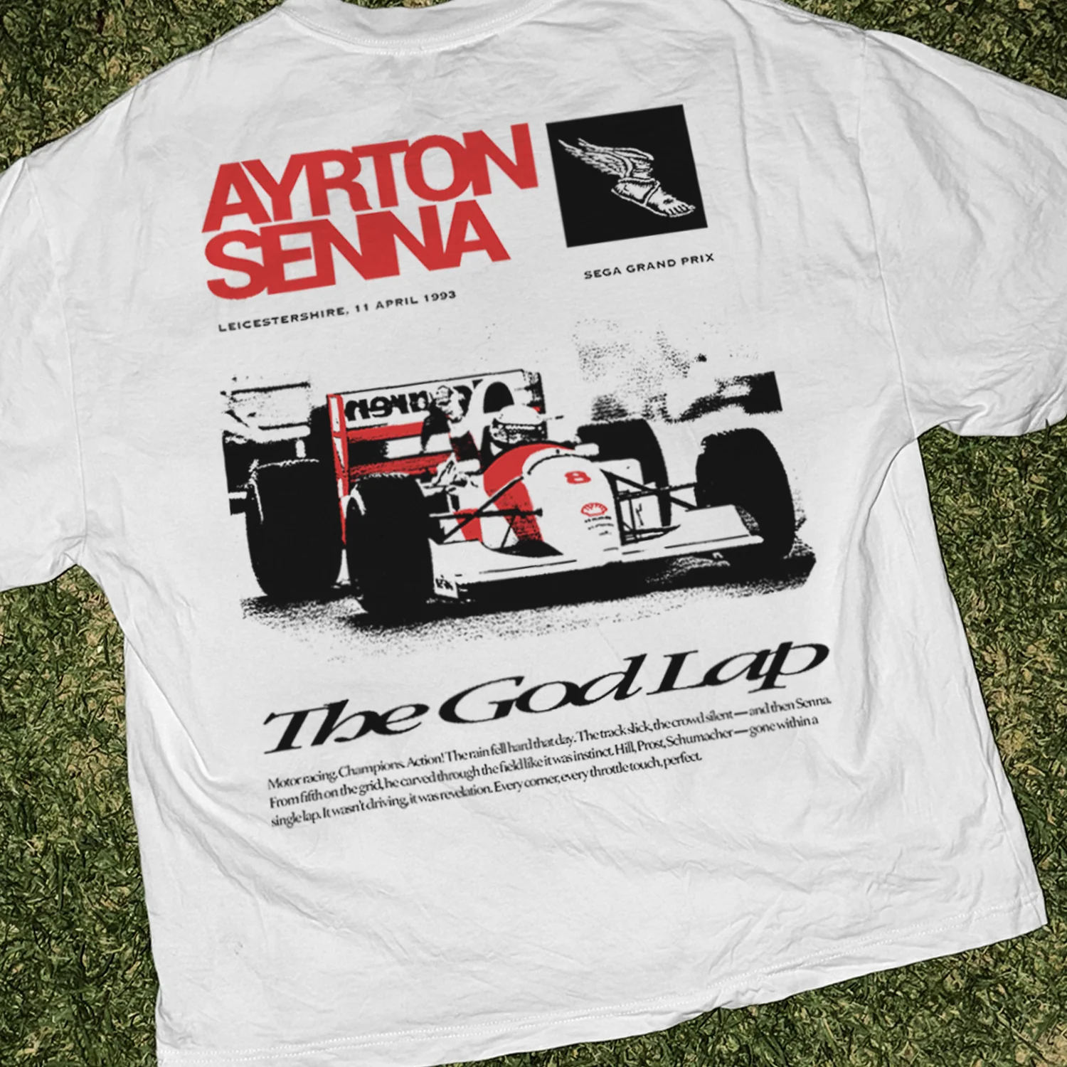 Ayrton Senna 'God Lap' Xerox Heavyweight White Tee - Image 2