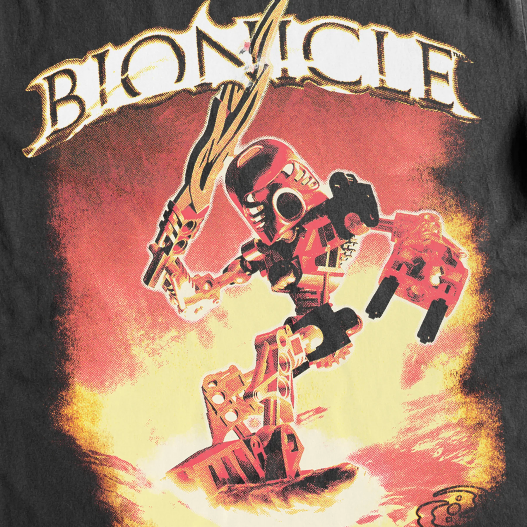 Bionicle 'Lava' Tahu Heavyweight Washed Black T-Shirt - Image 2