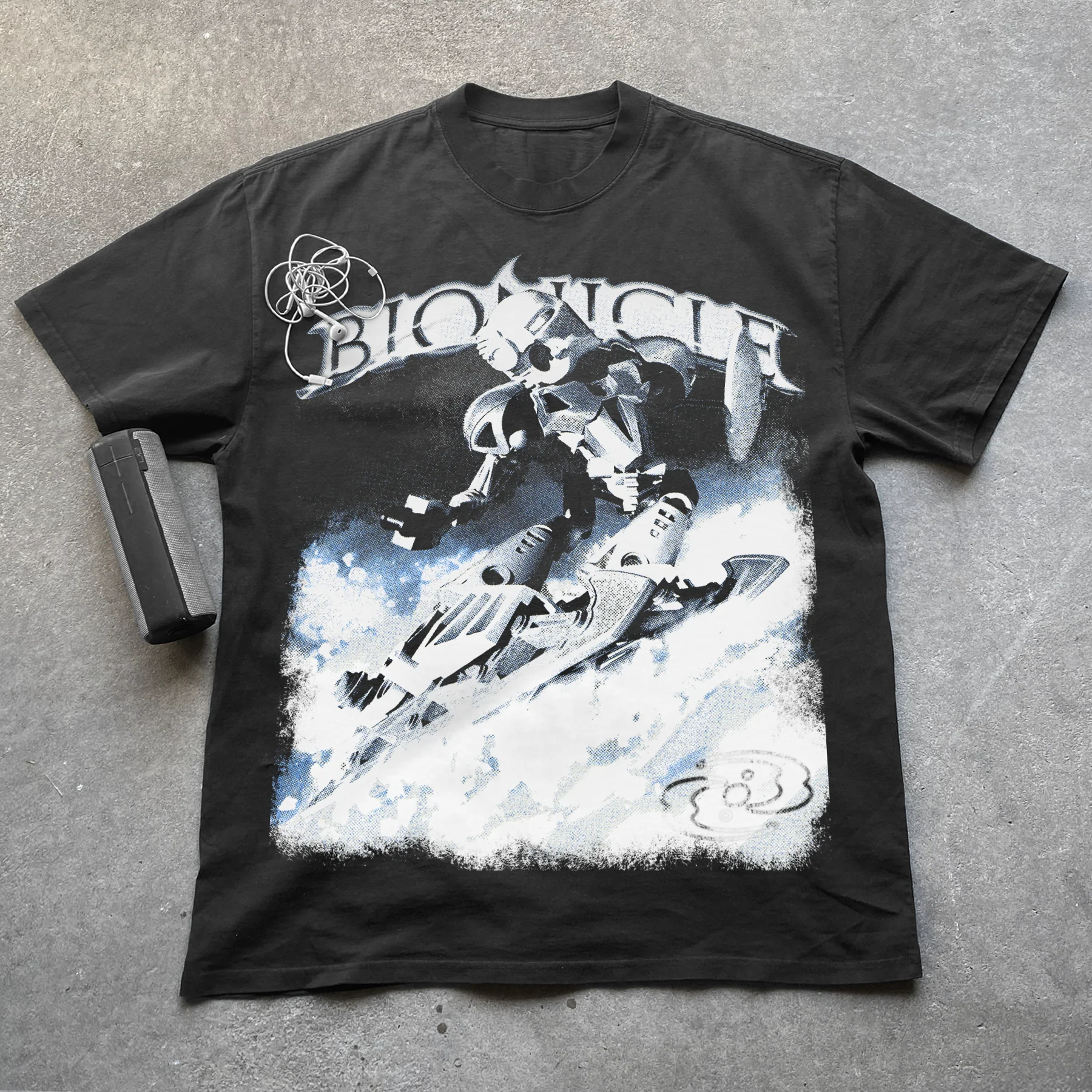 Bionicle 'Snow' Kopaka Heavyweight Washed Black T-Shirt - Image 2