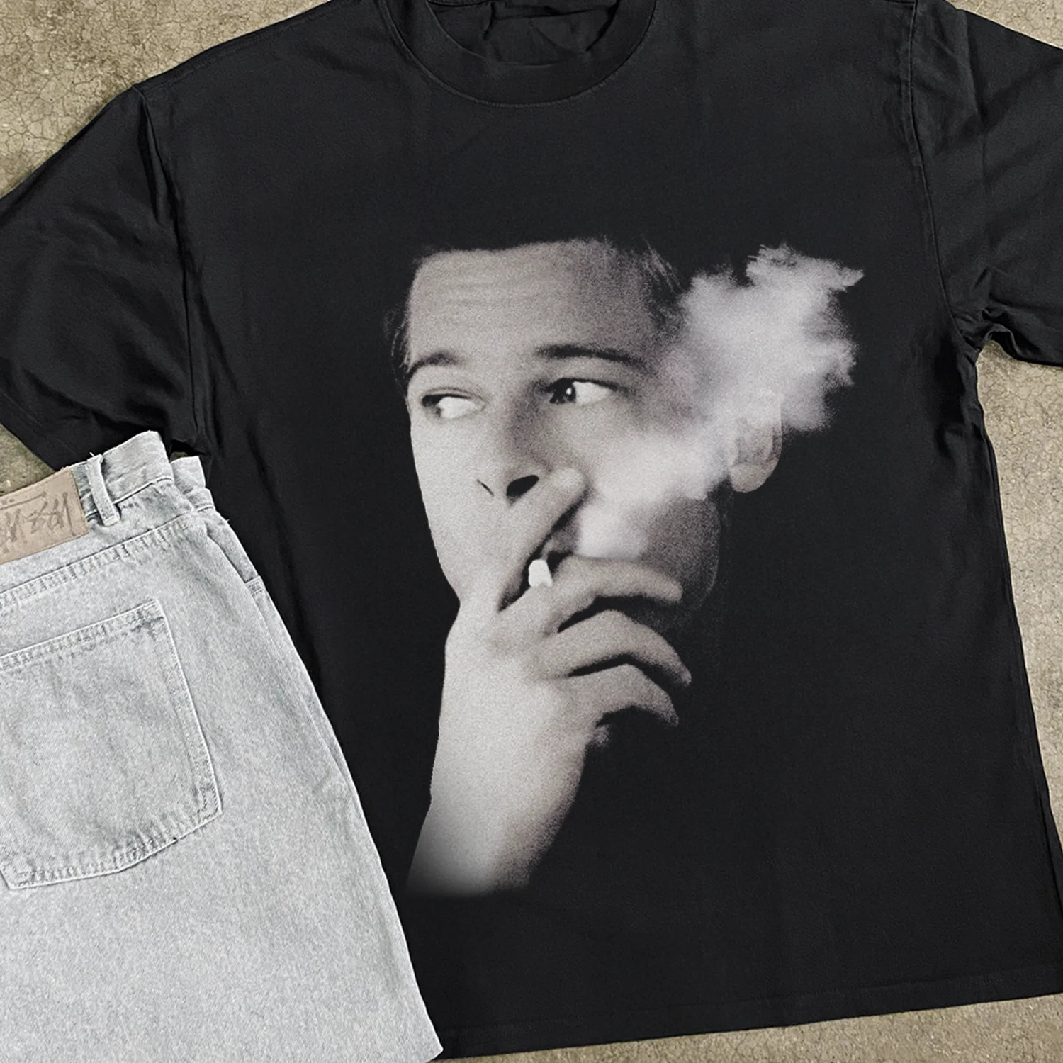 Brad 'Smoke Break' Heavy Faded Black Tee - Image 2