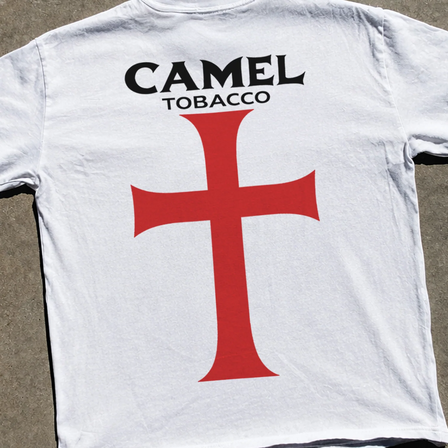 'Camel Tobacco' Templar's Cross Heavy White Tee - Image 2
