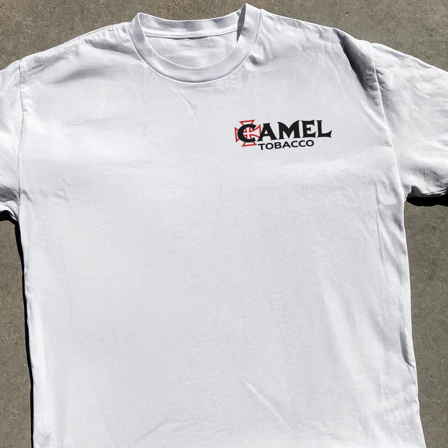 'Camel Tobacco' Templar's Cross Heavy White Tee - Image 3