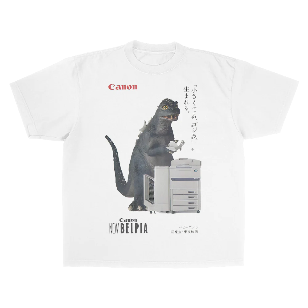 Canon Godzilla Heavy Weight White T-Shirt - Image 3