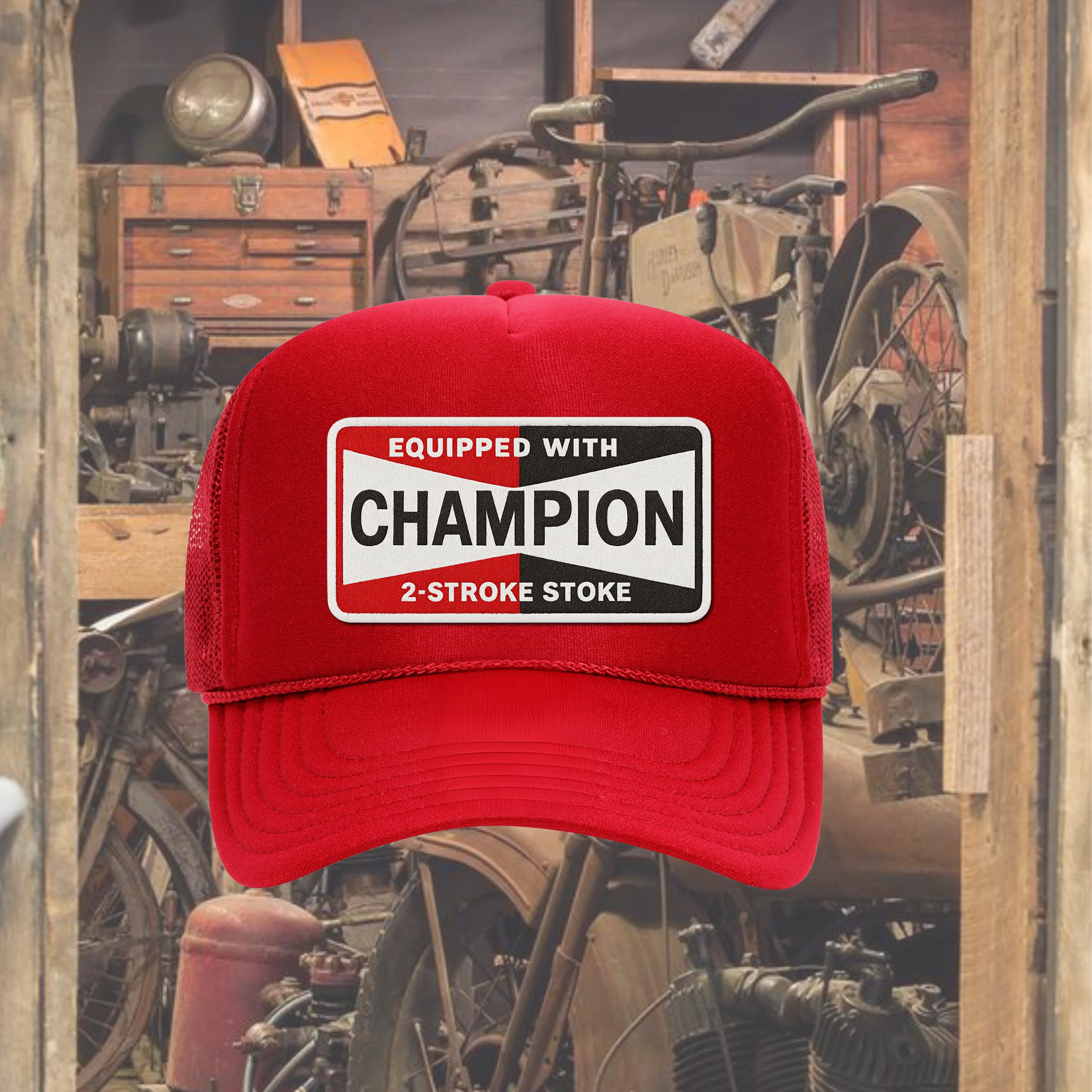 CHAMPION PIT CREW CURVED BILL PATCH HAT RED
