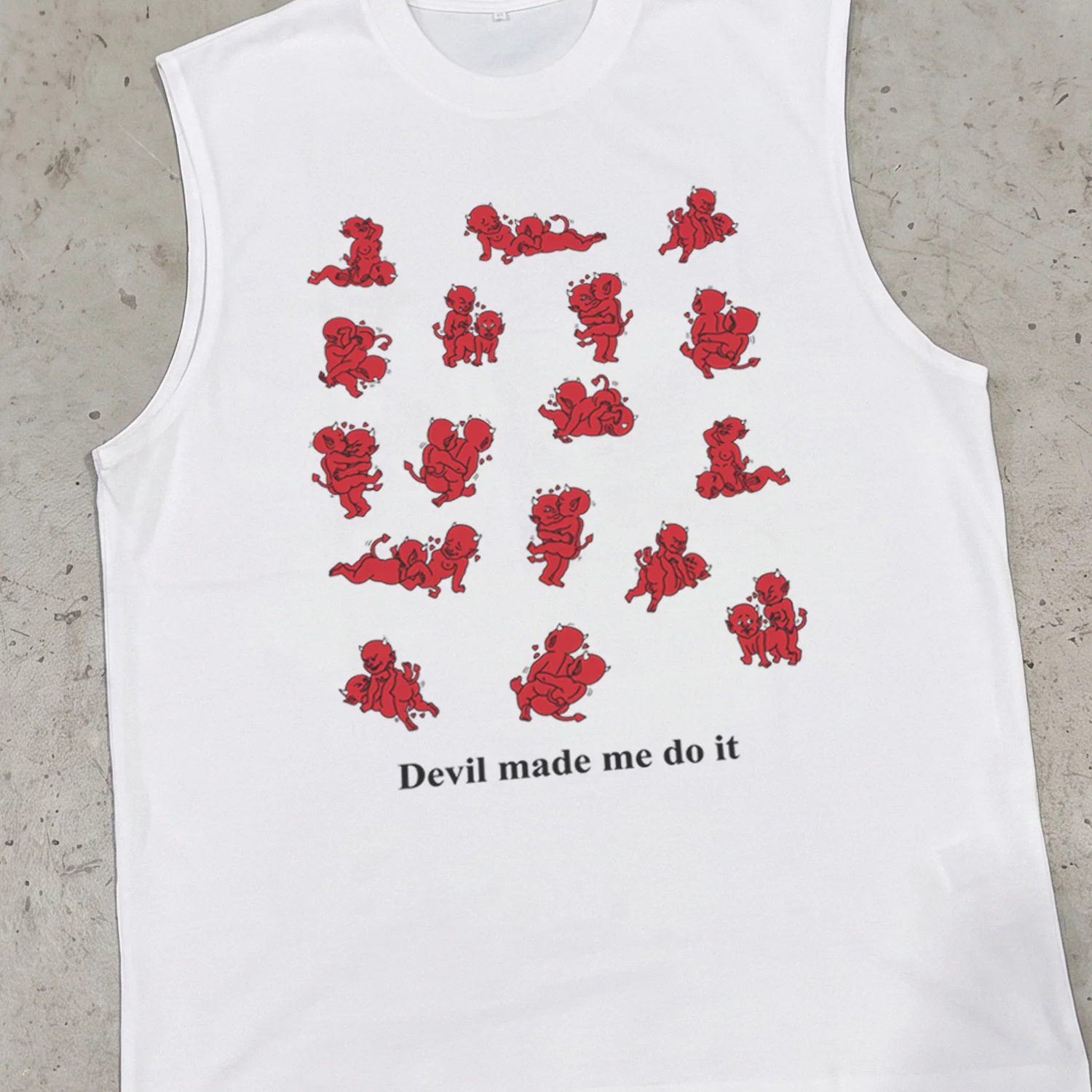 'Devil Made Me Do It' Kama Sutra Heavy Cut-Off White Tee - Image 2