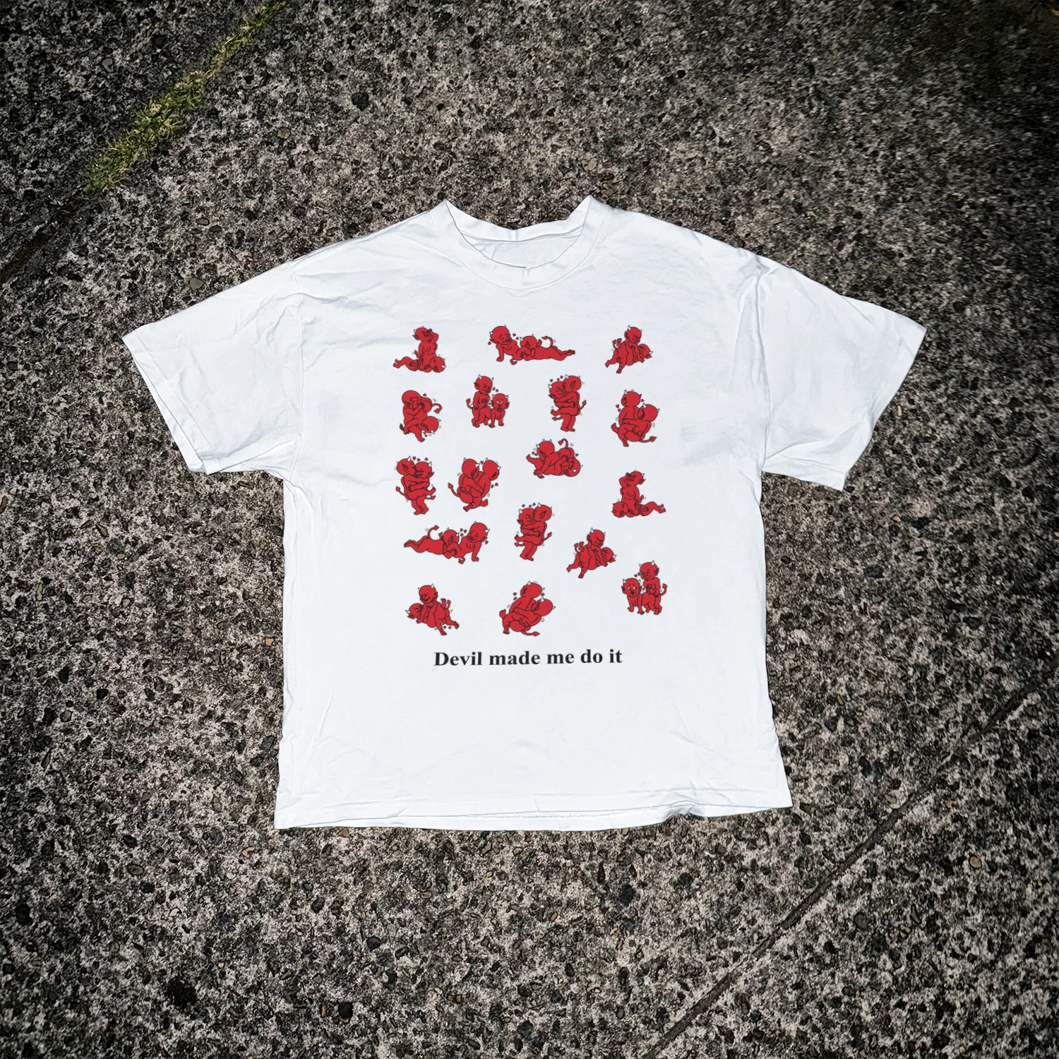 'Devil Made Me Do It' Kama Sutra Heavy White Tee