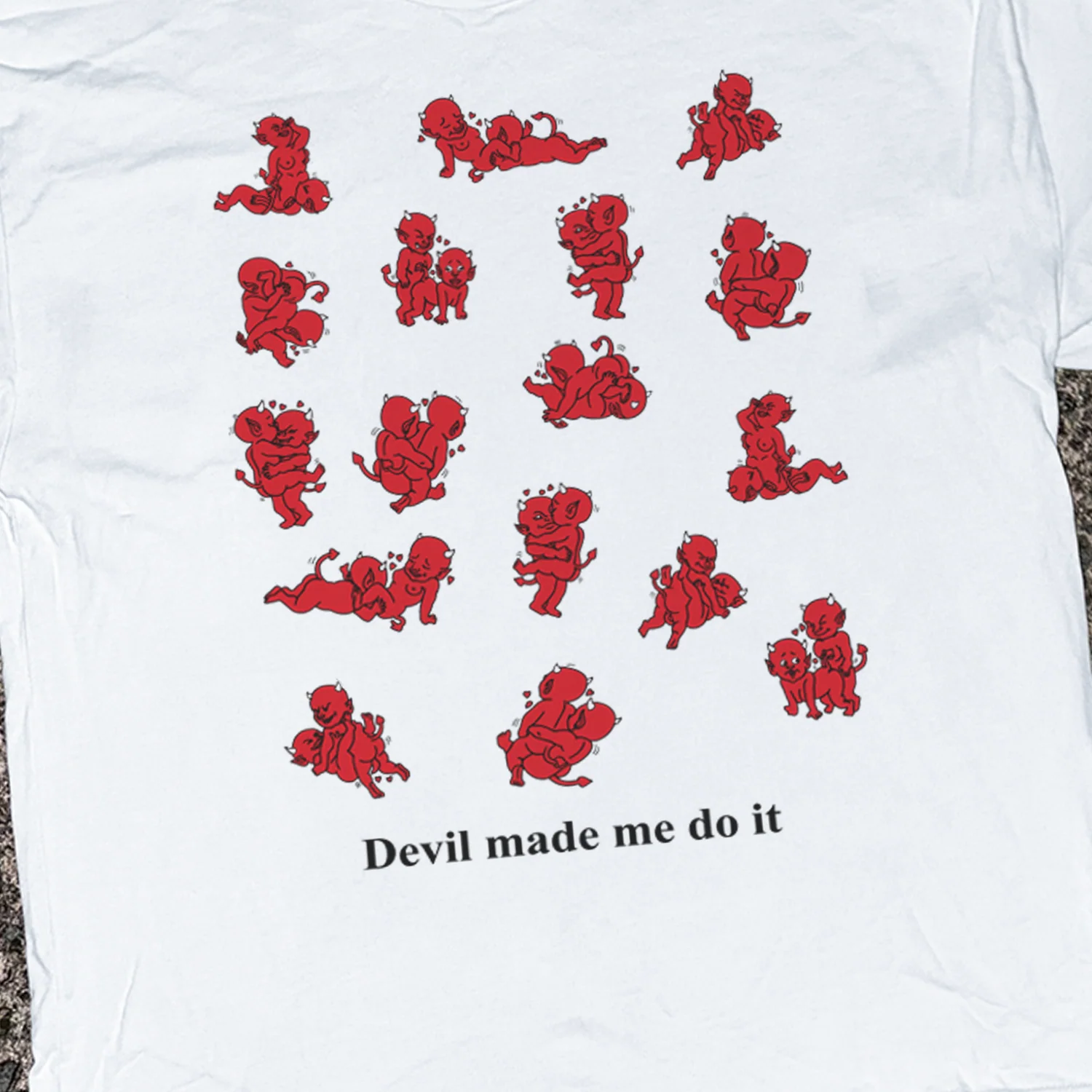 'Devil Made Me Do It' Kama Sutra Heavy White Tee - Image 2