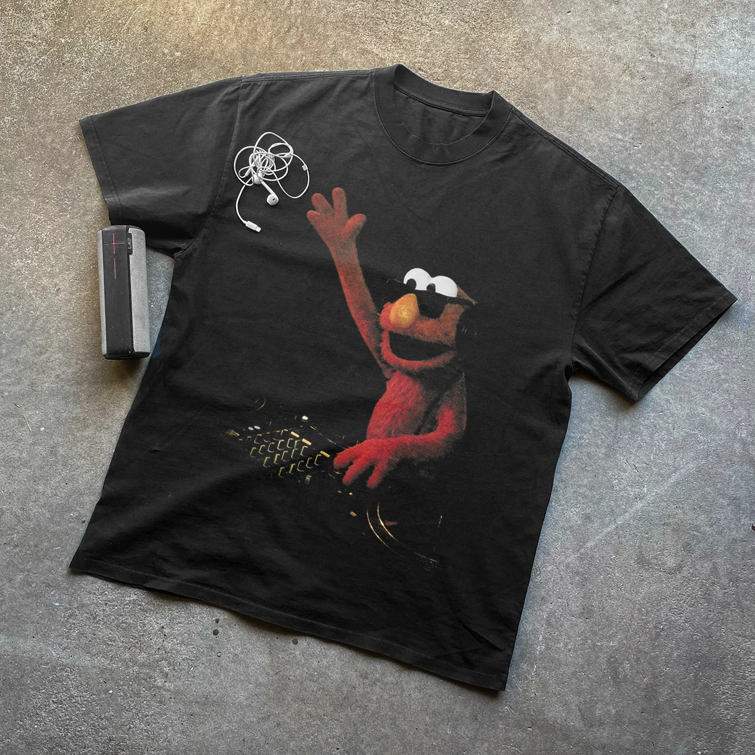 'DJ Elmo' Black Heavyweight Tee