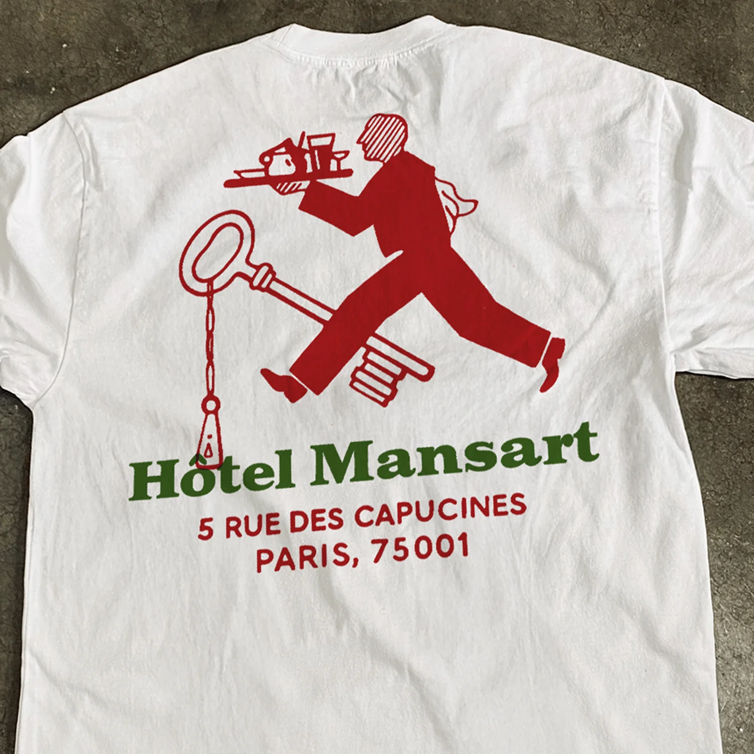Dope Retro 'Hotel Mansart' Paris Hotel Faded Heavy White Tee - Image 2