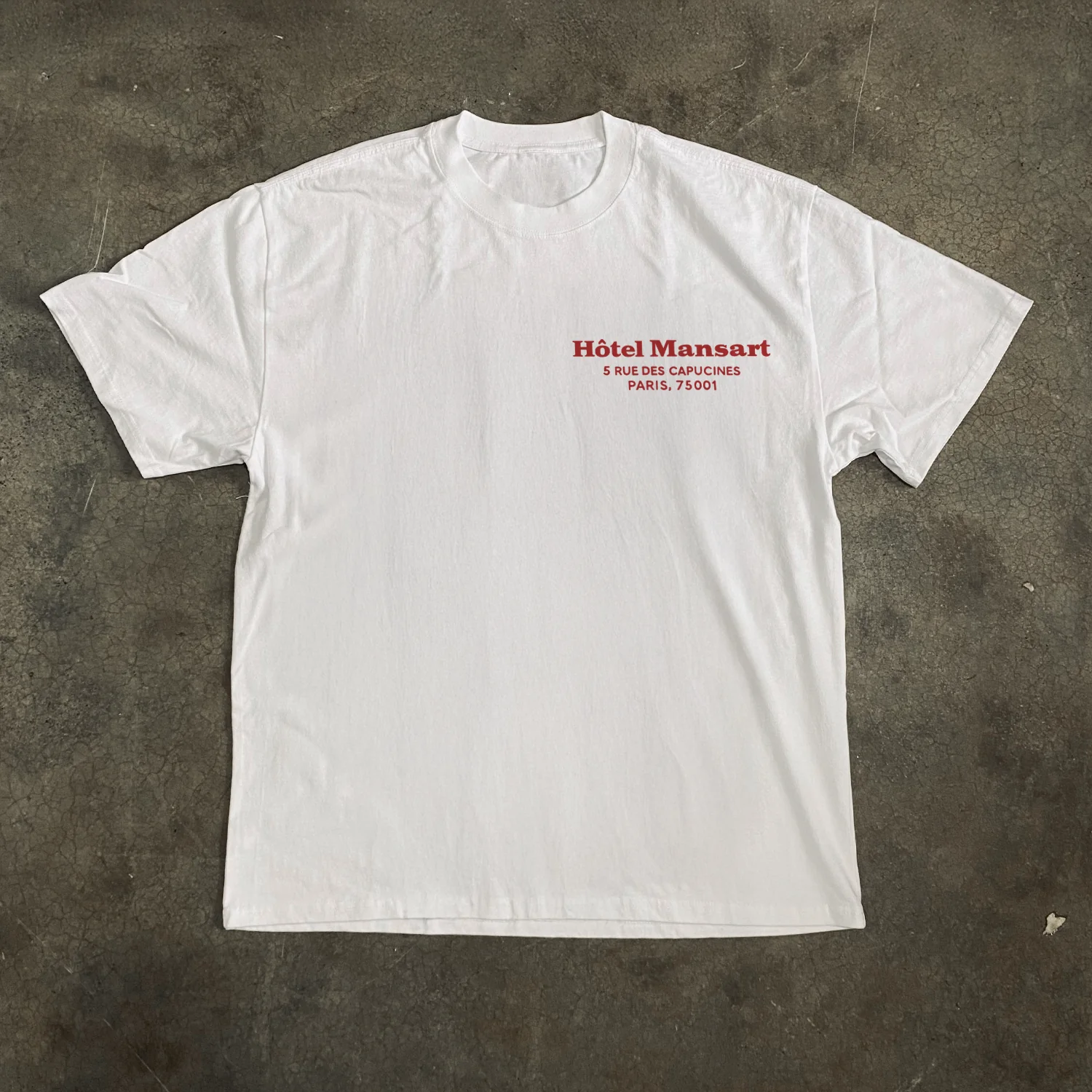Dope Retro 'Hotel Mansart' Paris Hotel Faded Heavy White Tee - Image 3