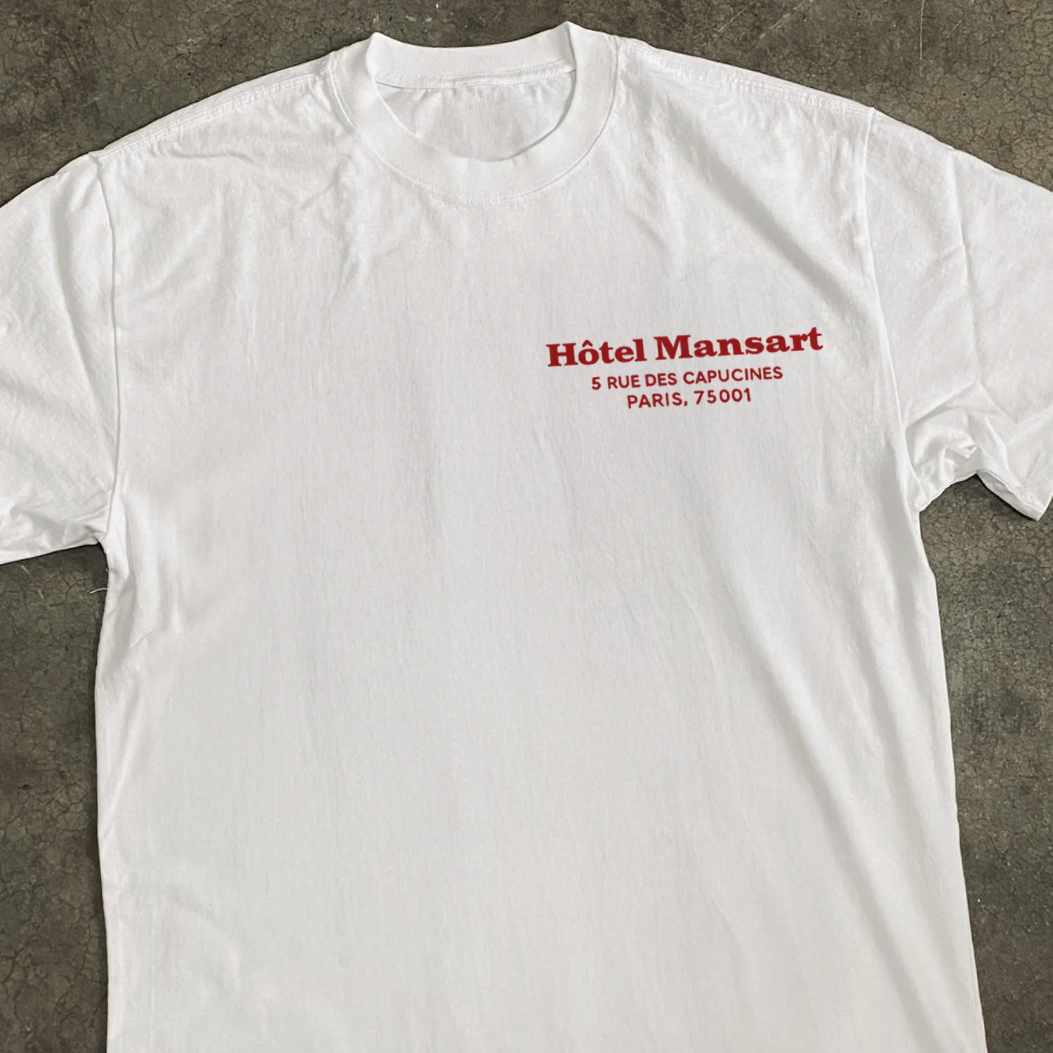 Dope Retro 'Hotel Mansart' Paris Hotel Faded Heavy White Tee - Image 4