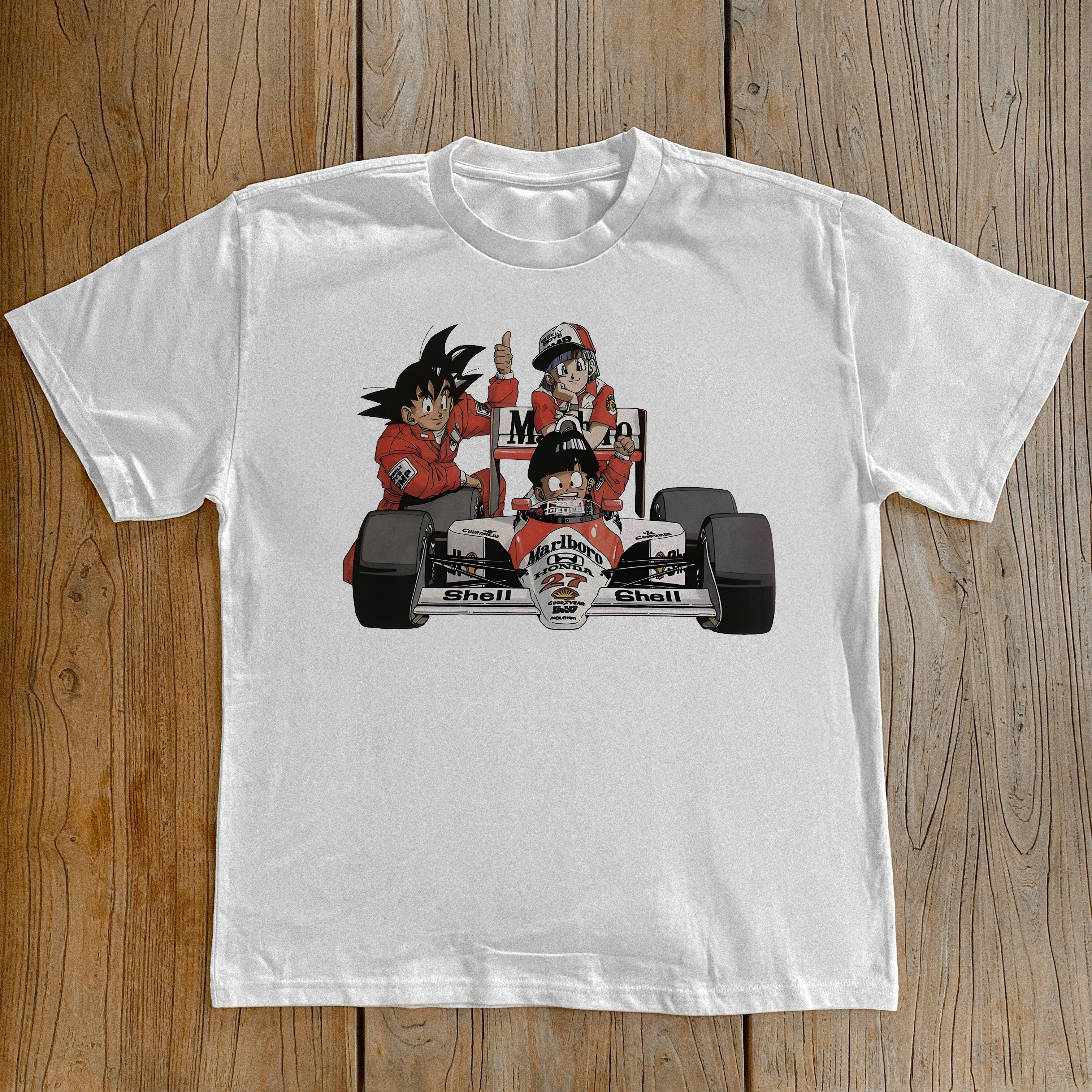Dragonball Z F1 White Heavy Weight T-Shirt - Image 2