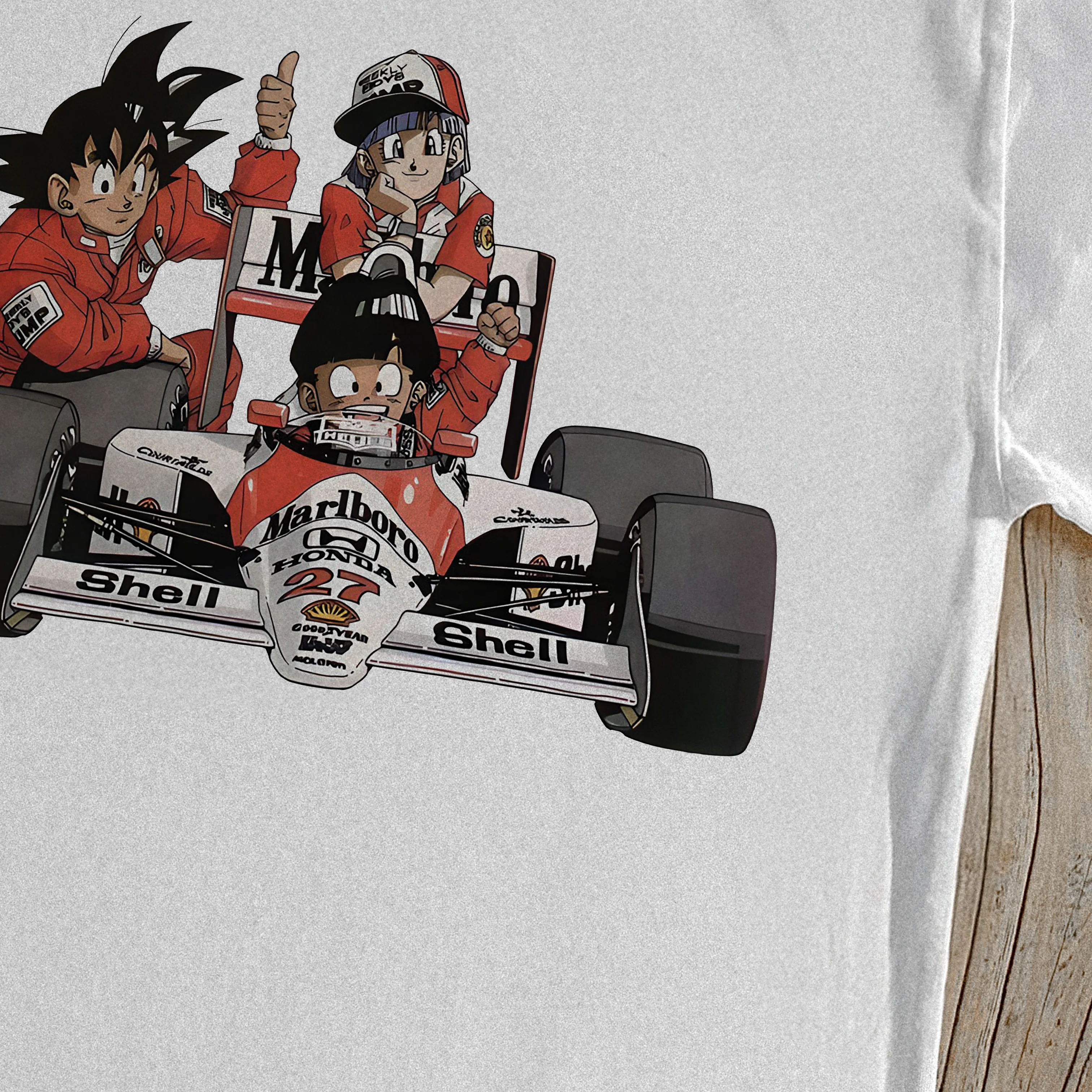 Dragonball Z F1 White Heavy Weight T-Shirt - Image 3