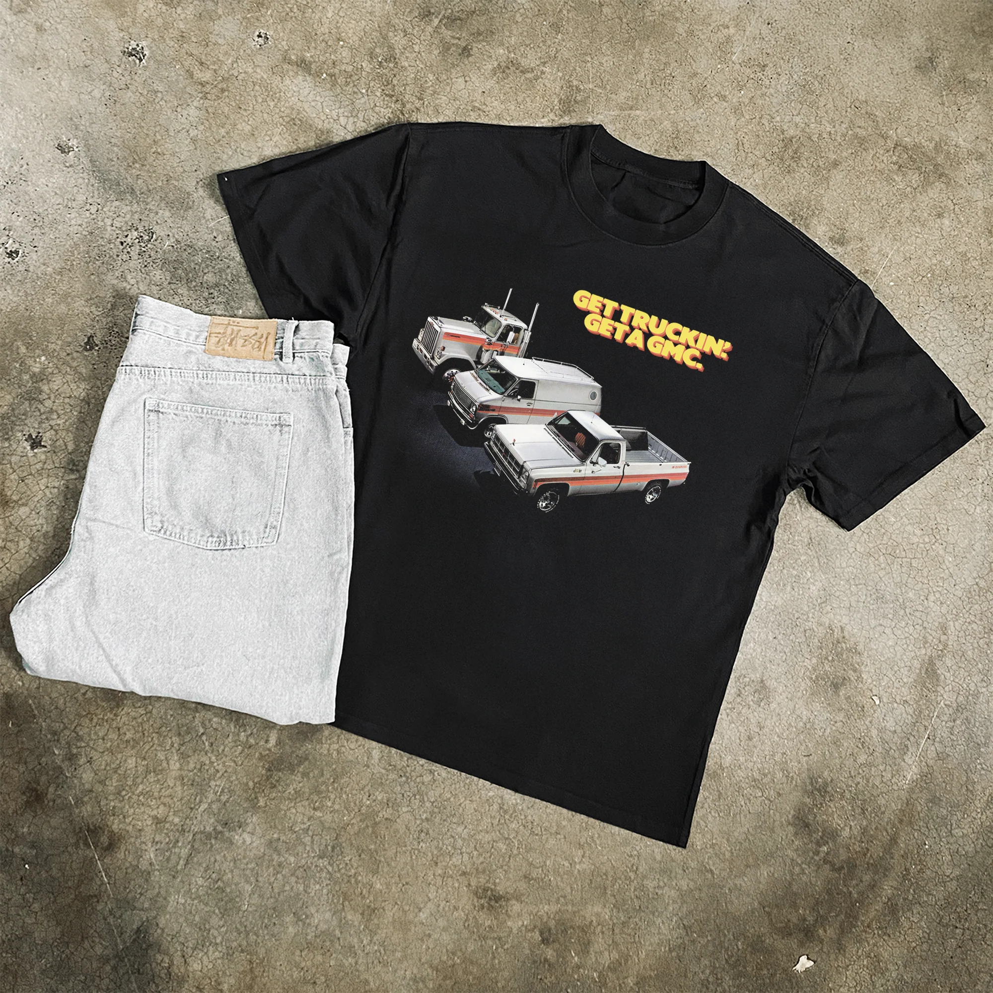 Get Truckin' Heavyweight Black Tshirt - Image 2