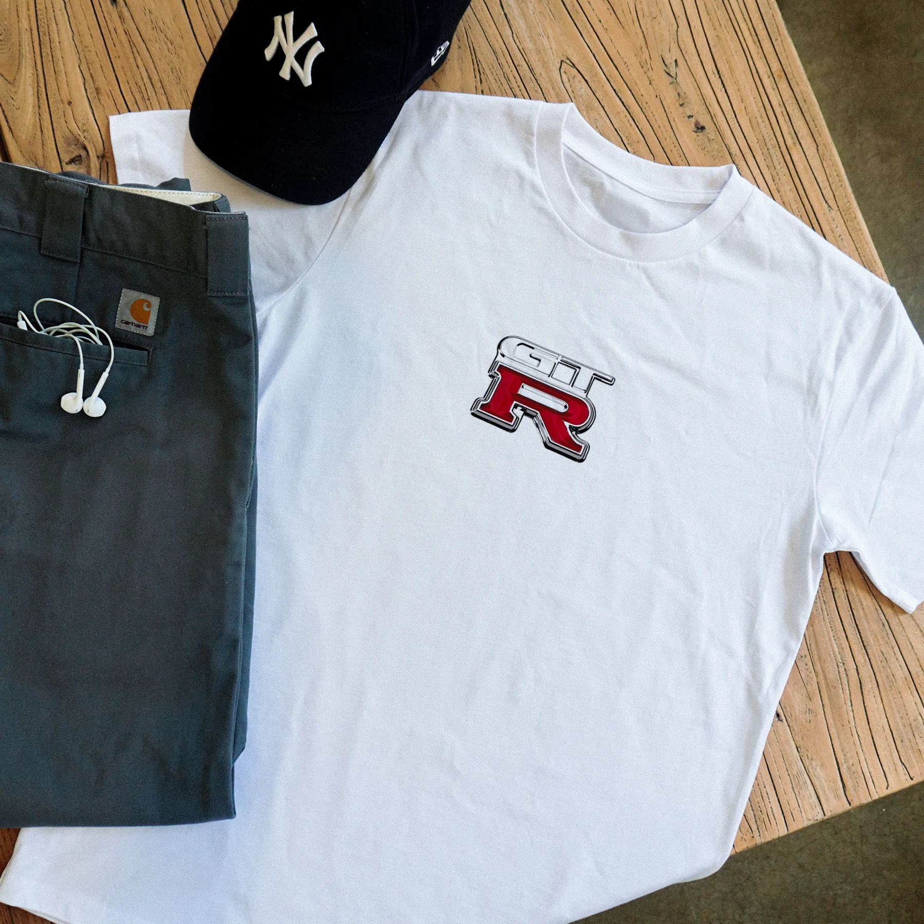 'Gtr Skyline' Heavyweight White T-Shirt