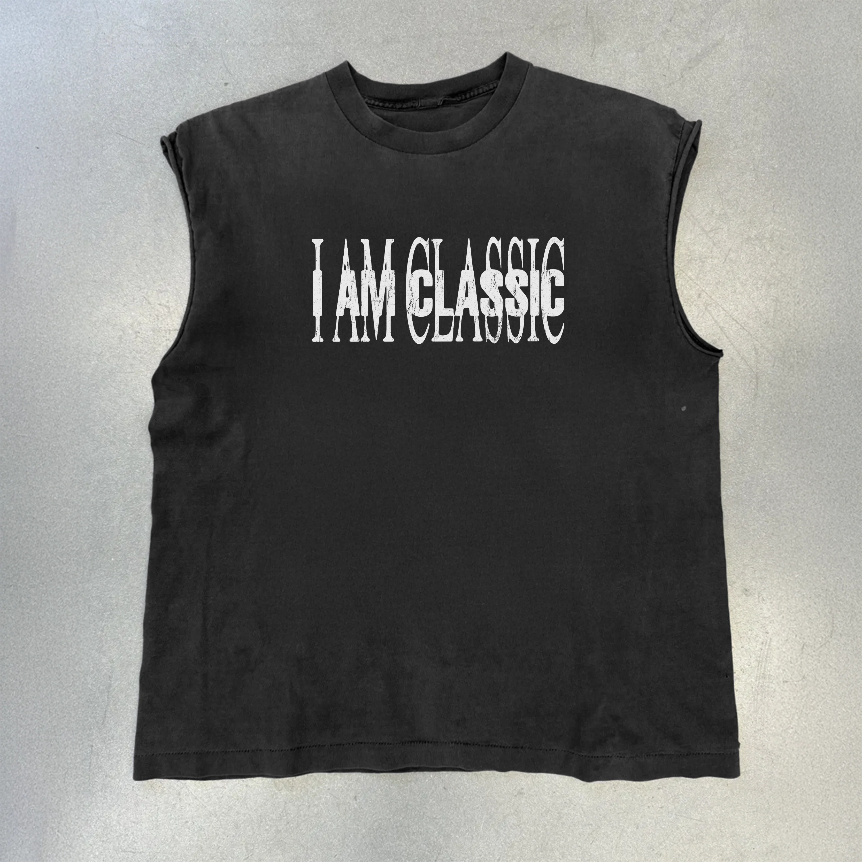 I Am Classic Black Cut- Off Tshirt