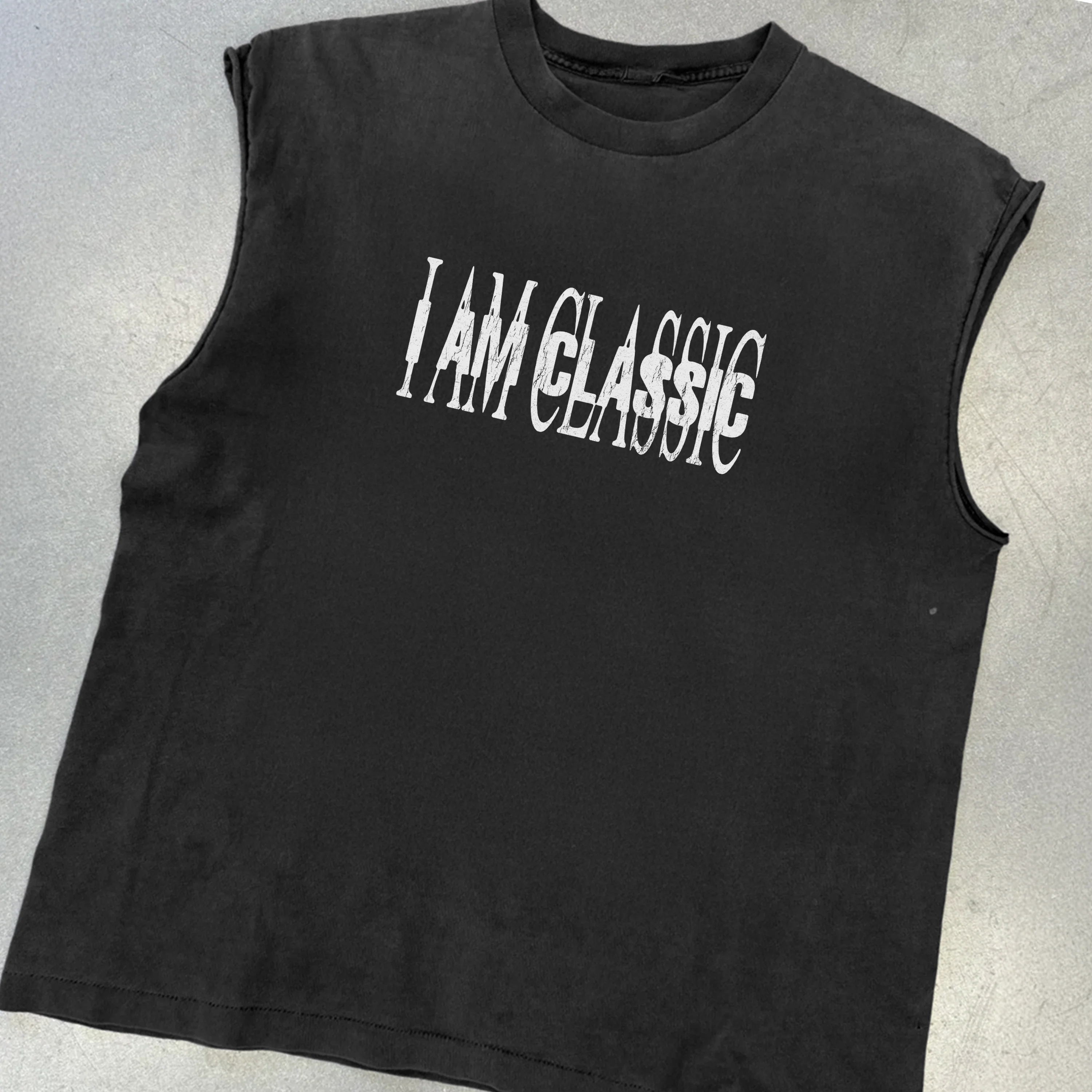 I Am Classic Black Cut- Off Tshirt - Image 2