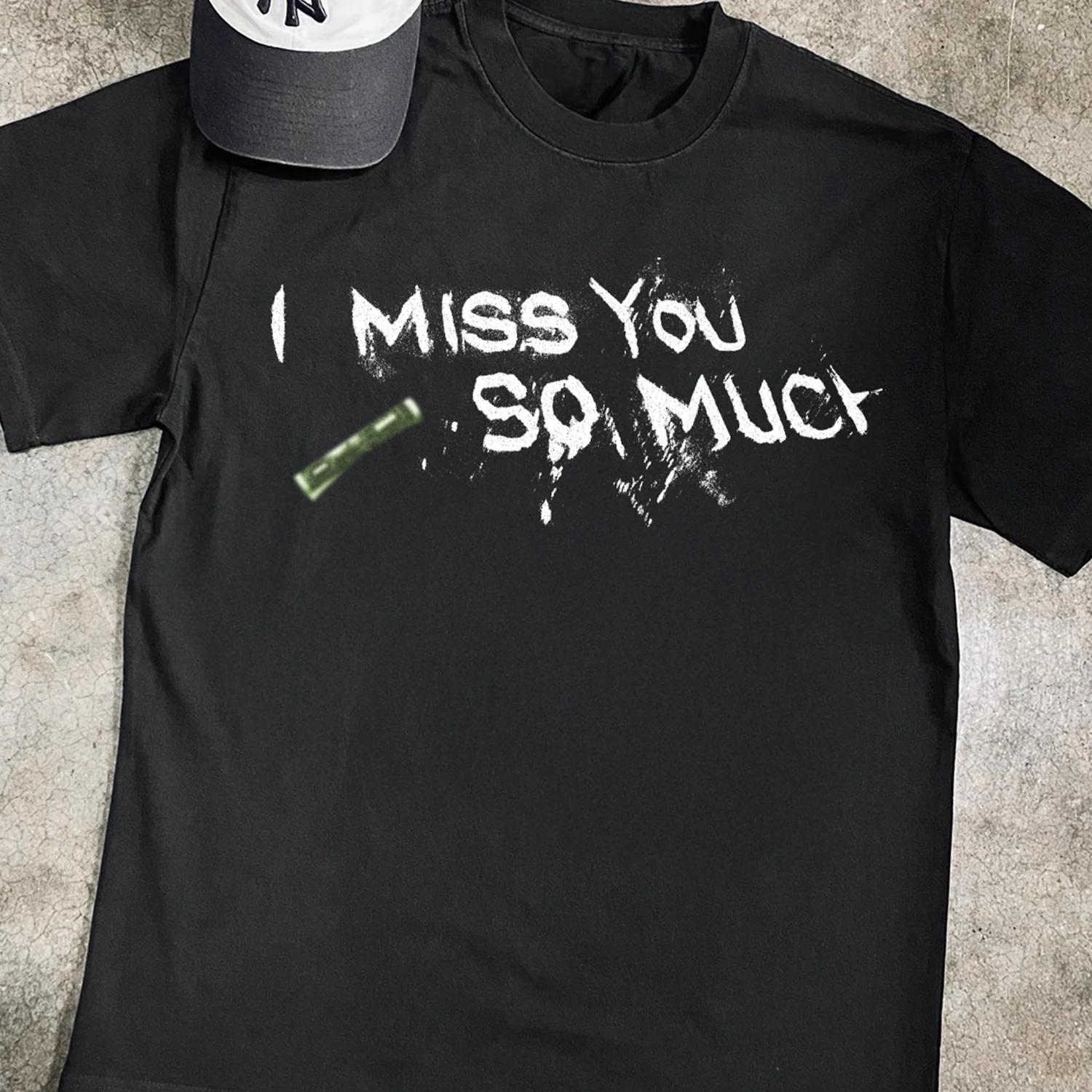 'I Miss You So Much' Heavy Faded Black Tee - Image 2