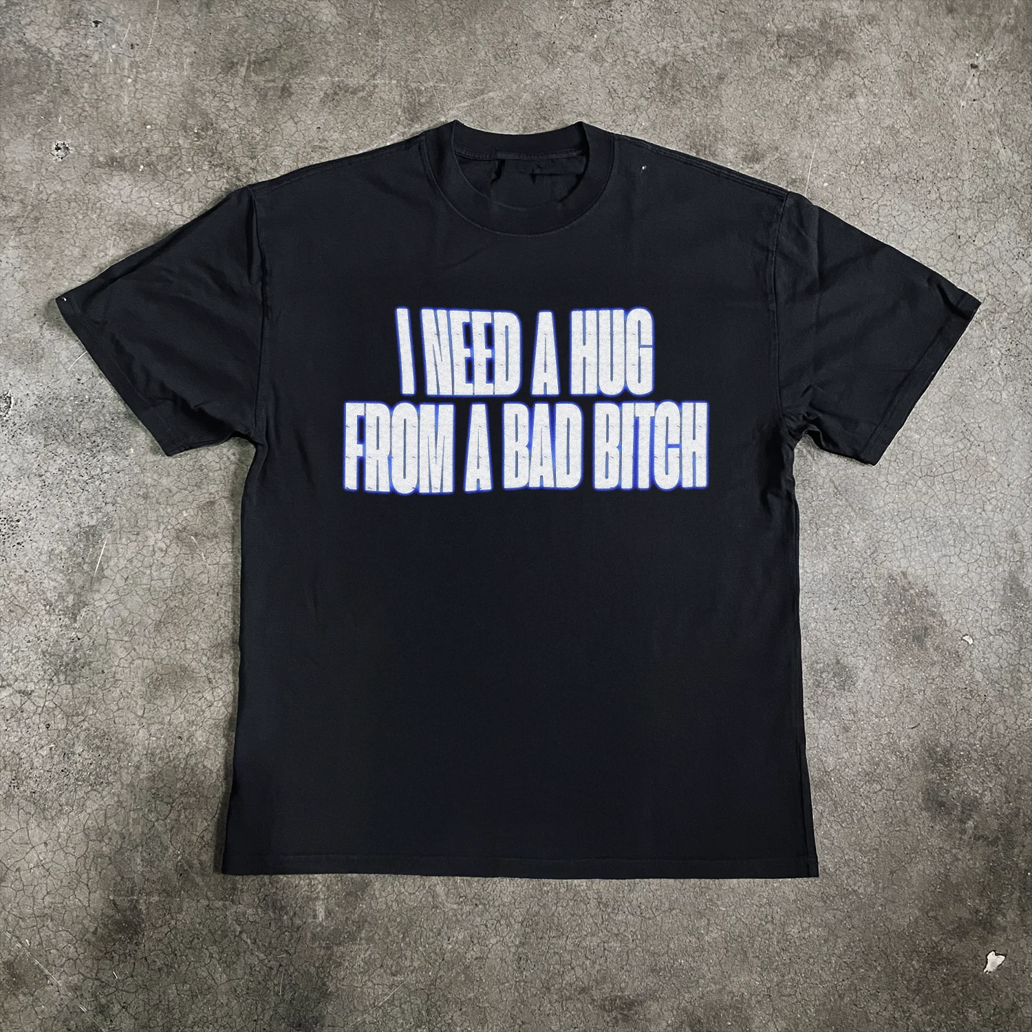 'I Need A Hug' Heavy Faded Black Tee