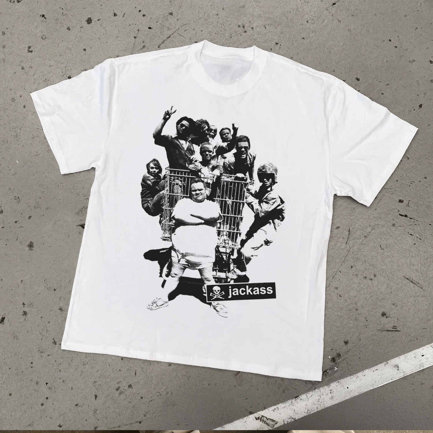 Jackass 'Trolley' Heavy Faded White Tee