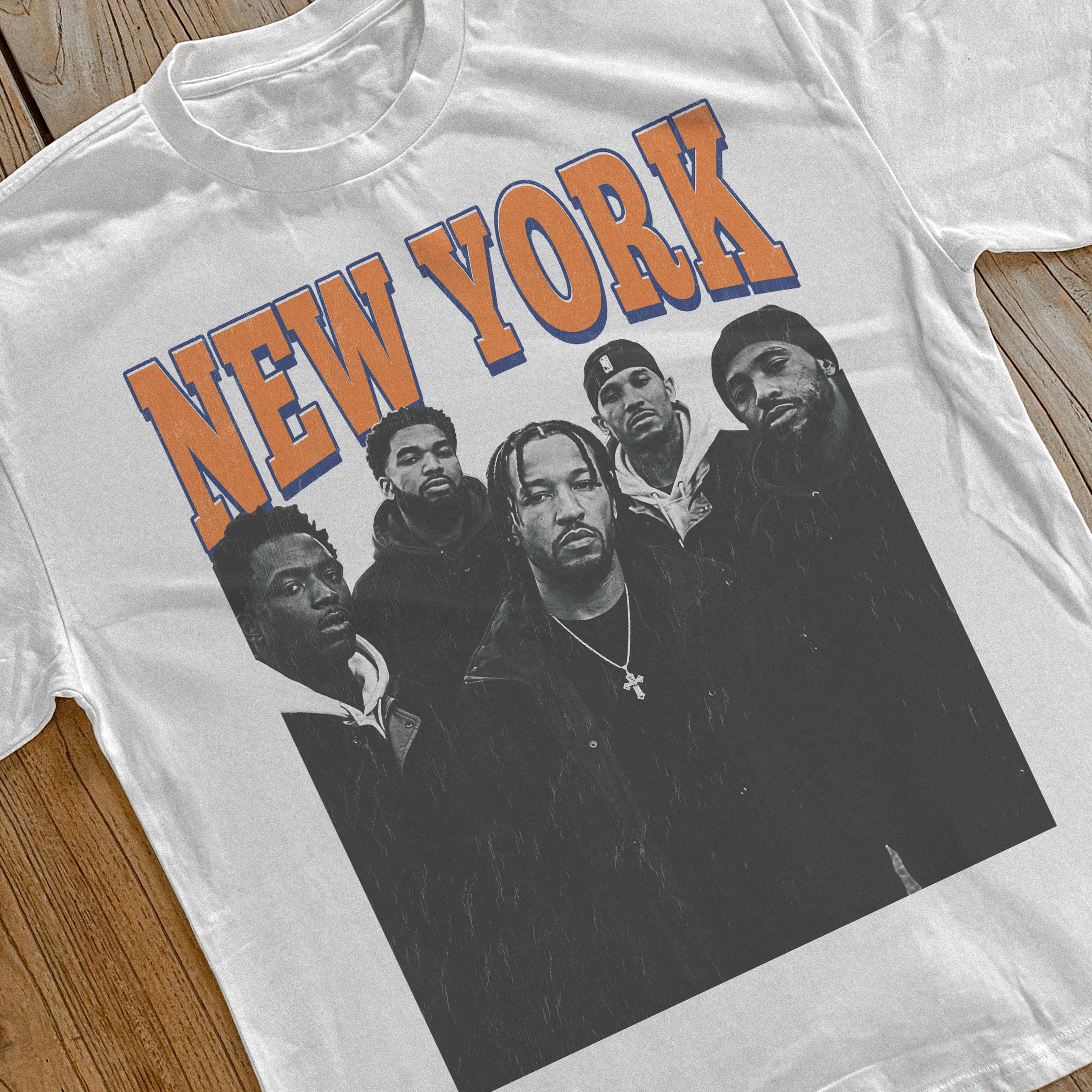 Knicks Starting Line Up Heavyweight White T-Shirt - Image 2