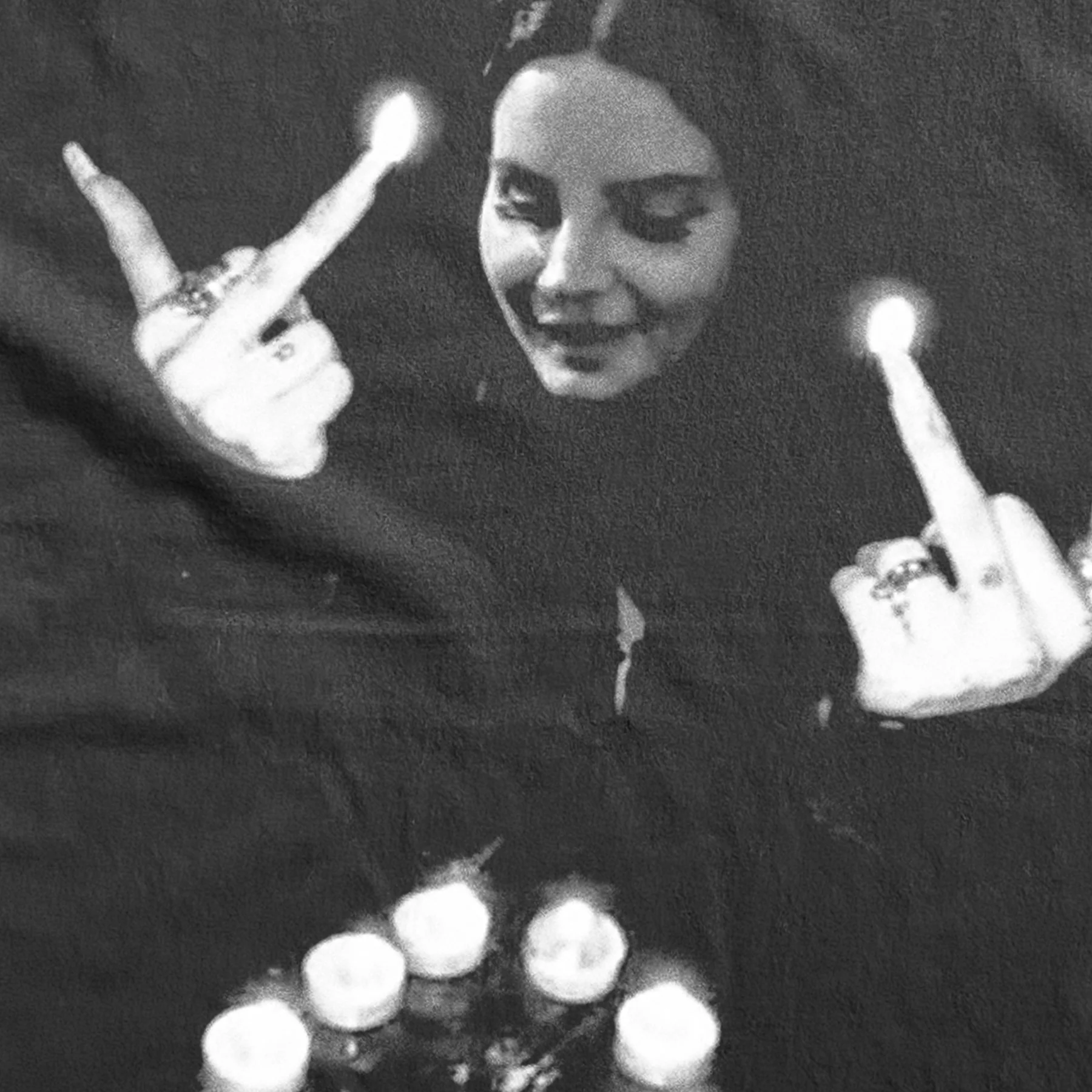 'Lana Finger Candles' Heavyweight Black T-Shirt - Image 2