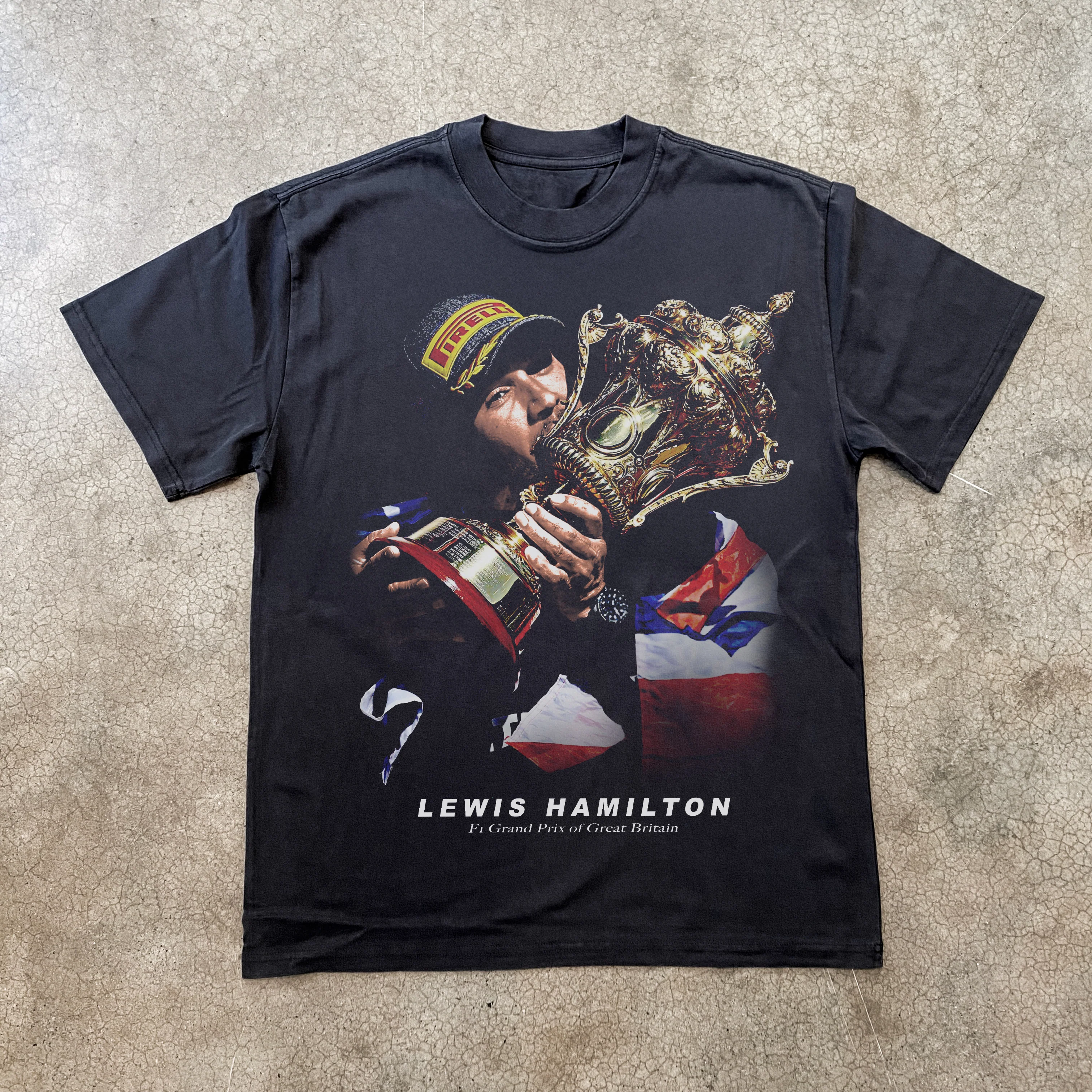 Lewis Hamilton F1 Gp Great Britain Heavyweight Black T-Shirt