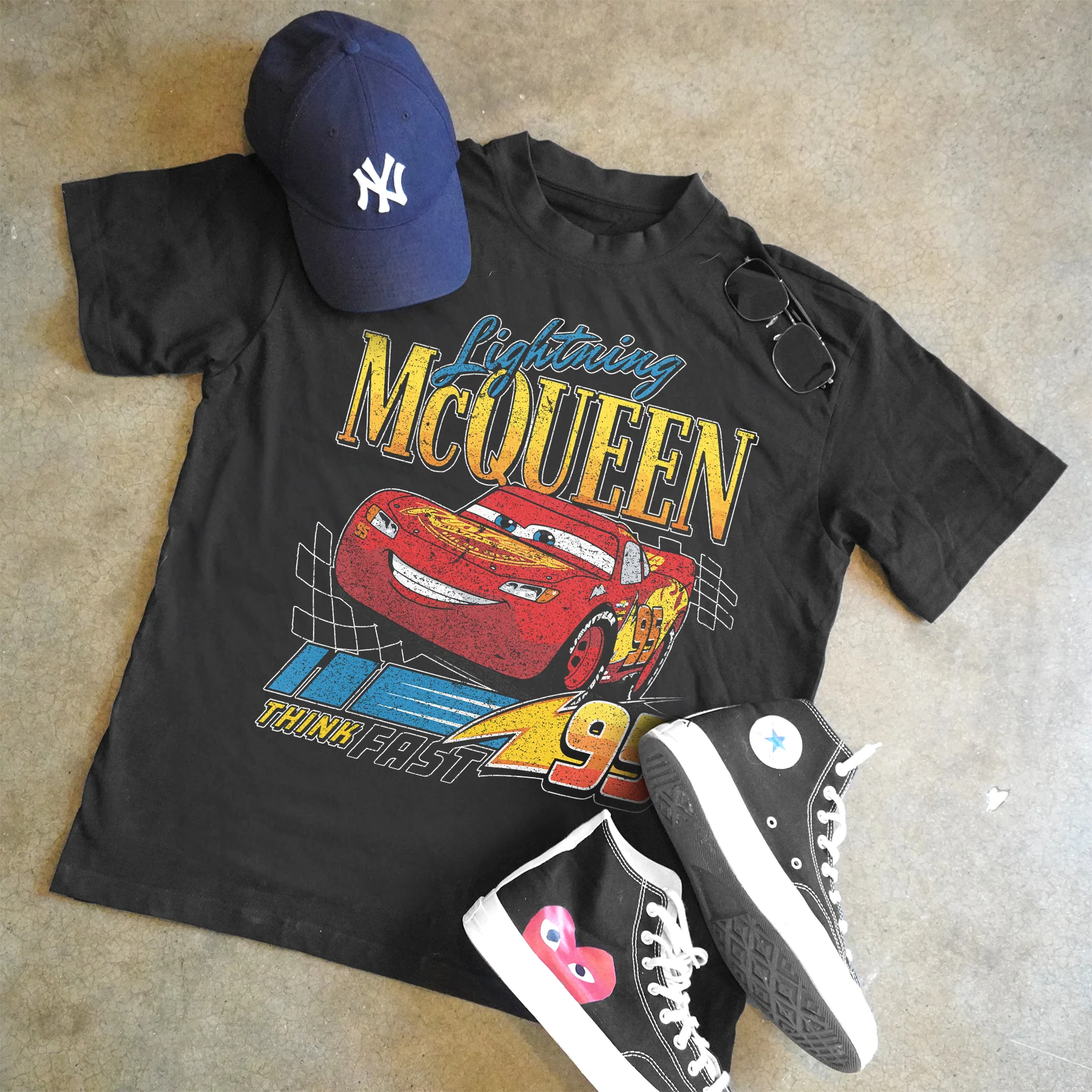 Lightning Mcqueen Heavyweight Black T-Shirt