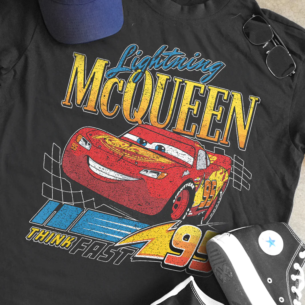 Lightning Mcqueen Heavyweight Black T-Shirt - Image 2