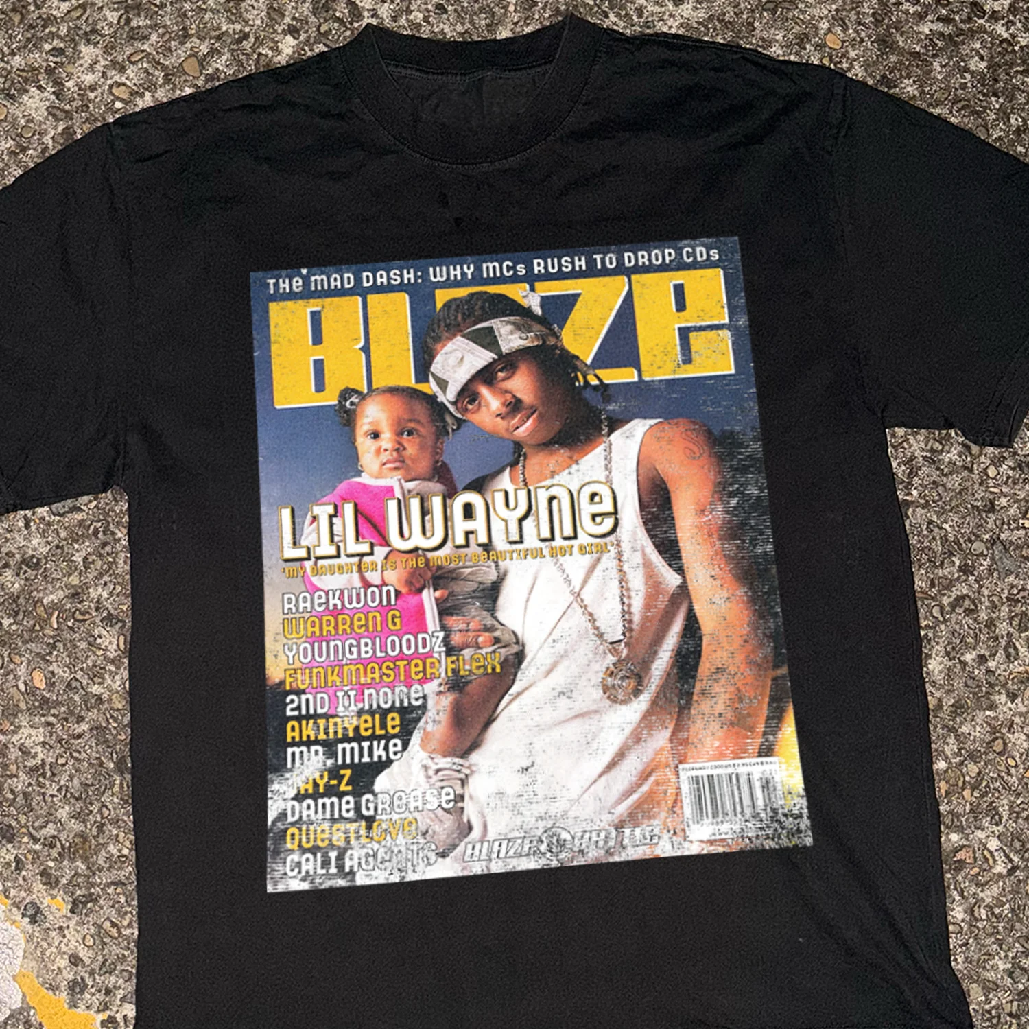 Lil Wayne Feb 2000 'Blaze' Magazine Cover Heavyweight Black T-Shirt - Image 2