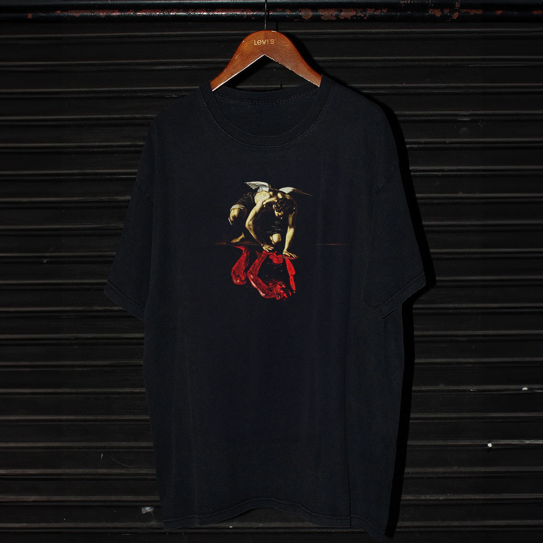 'Lucifer Was Once An Angel' Heavyweight Black T-Shirt - Image 2