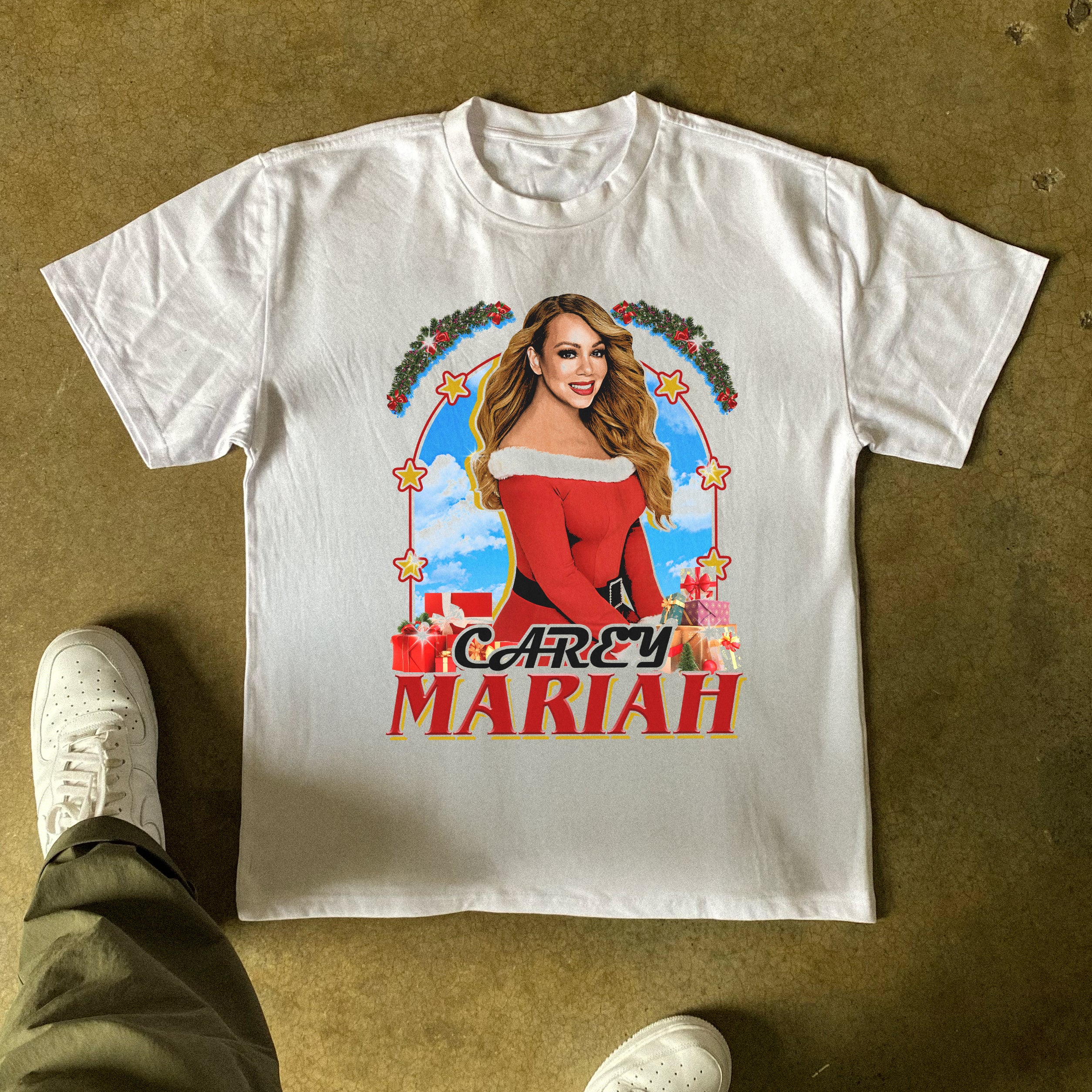 Mariah Christmas Time Heavyweight White T-Shirt