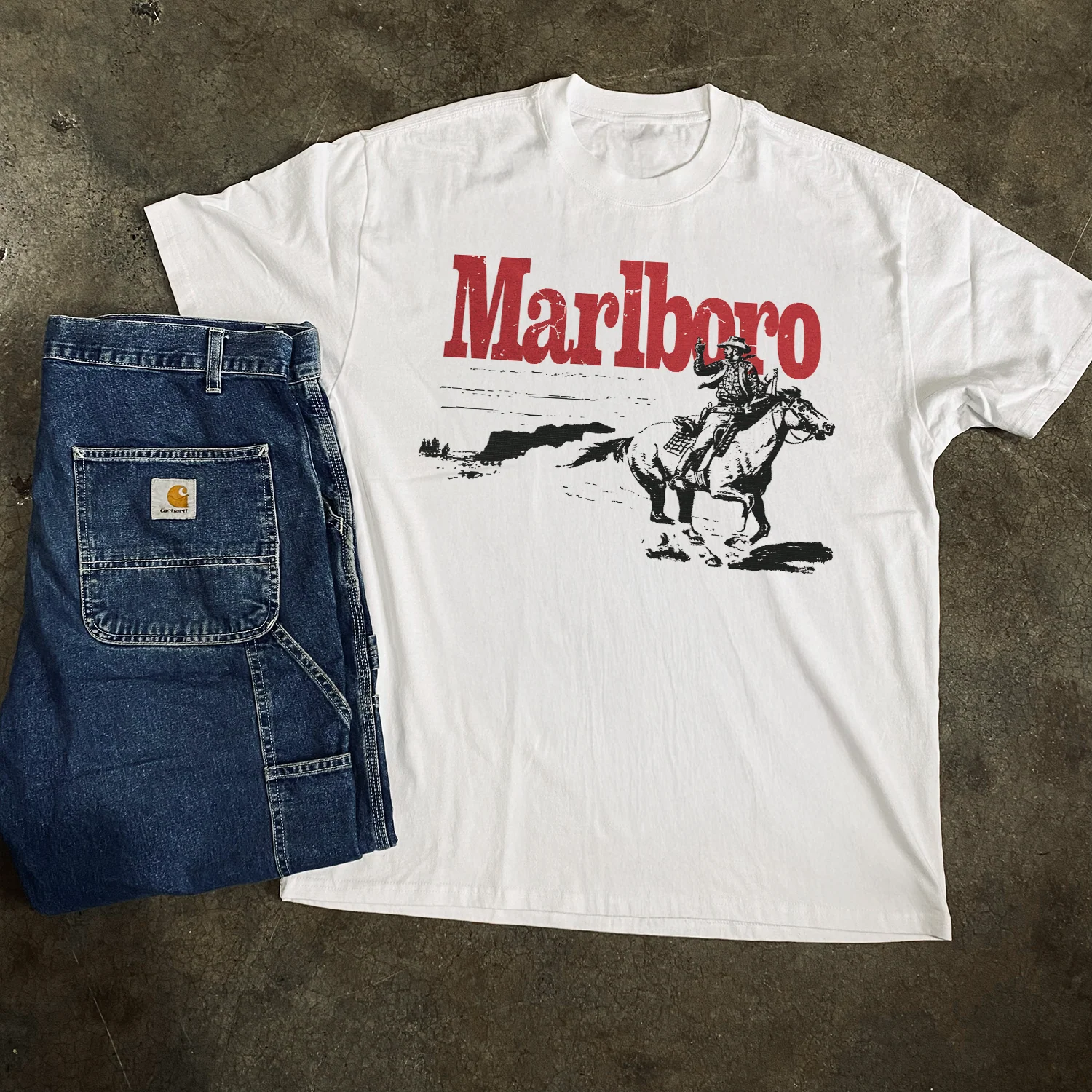 Marlo 'Traveller' Cowboy Heavy Faded White Tee