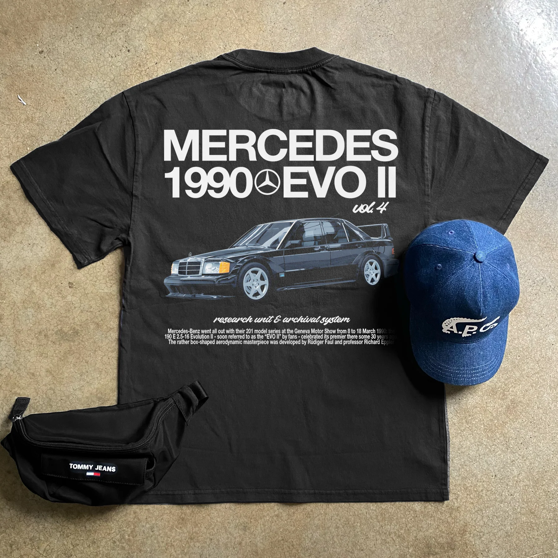 'Merc 1990 Evo II' Heavyweight Black T-Shirt