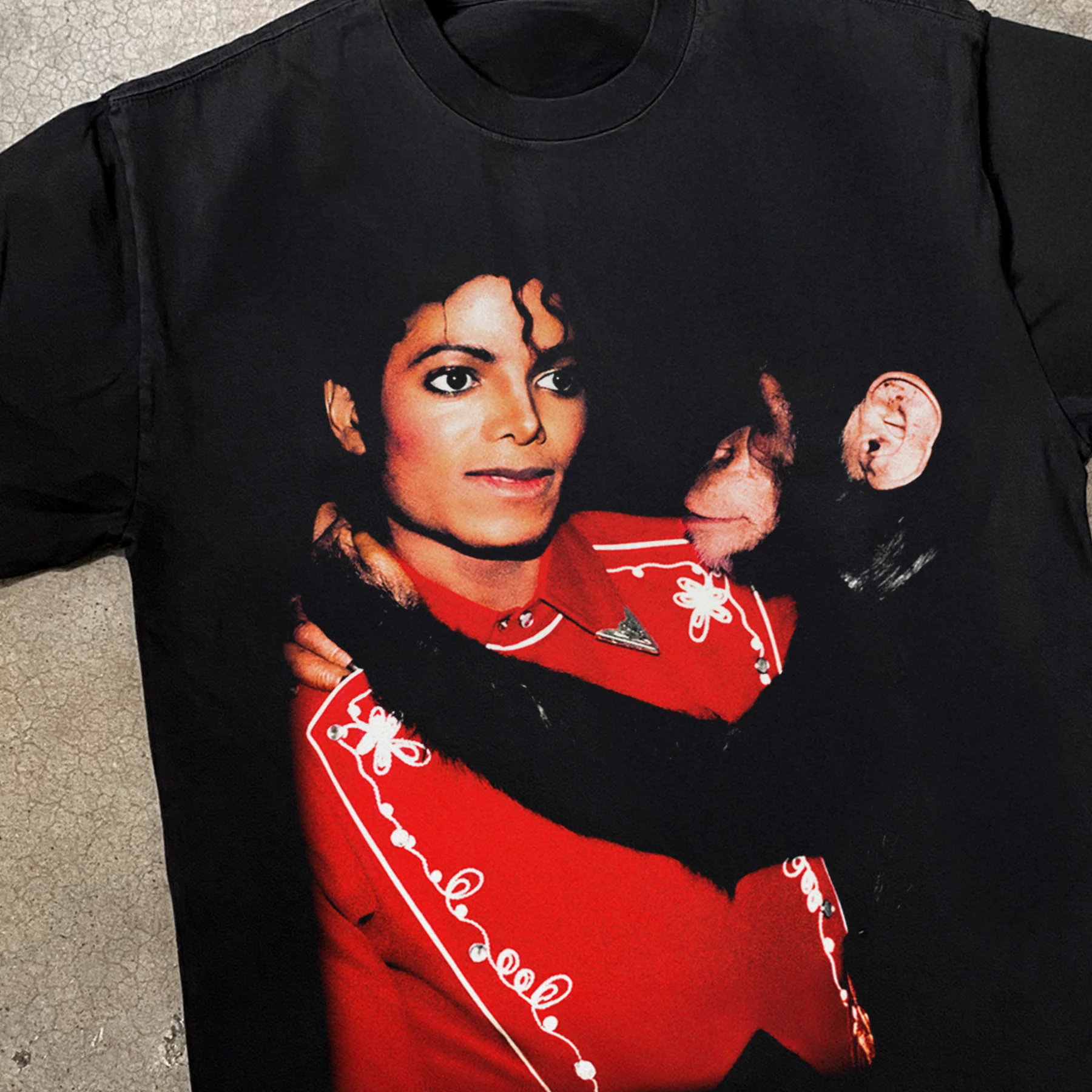 'Micheal & Bubbles' Heavyweight Black T-Shirt - Image 2
