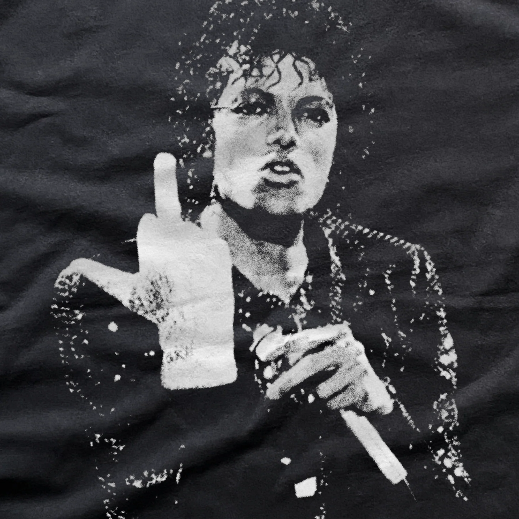 'Mj Finger' Heavyweight Black T-Shirt - Image 2