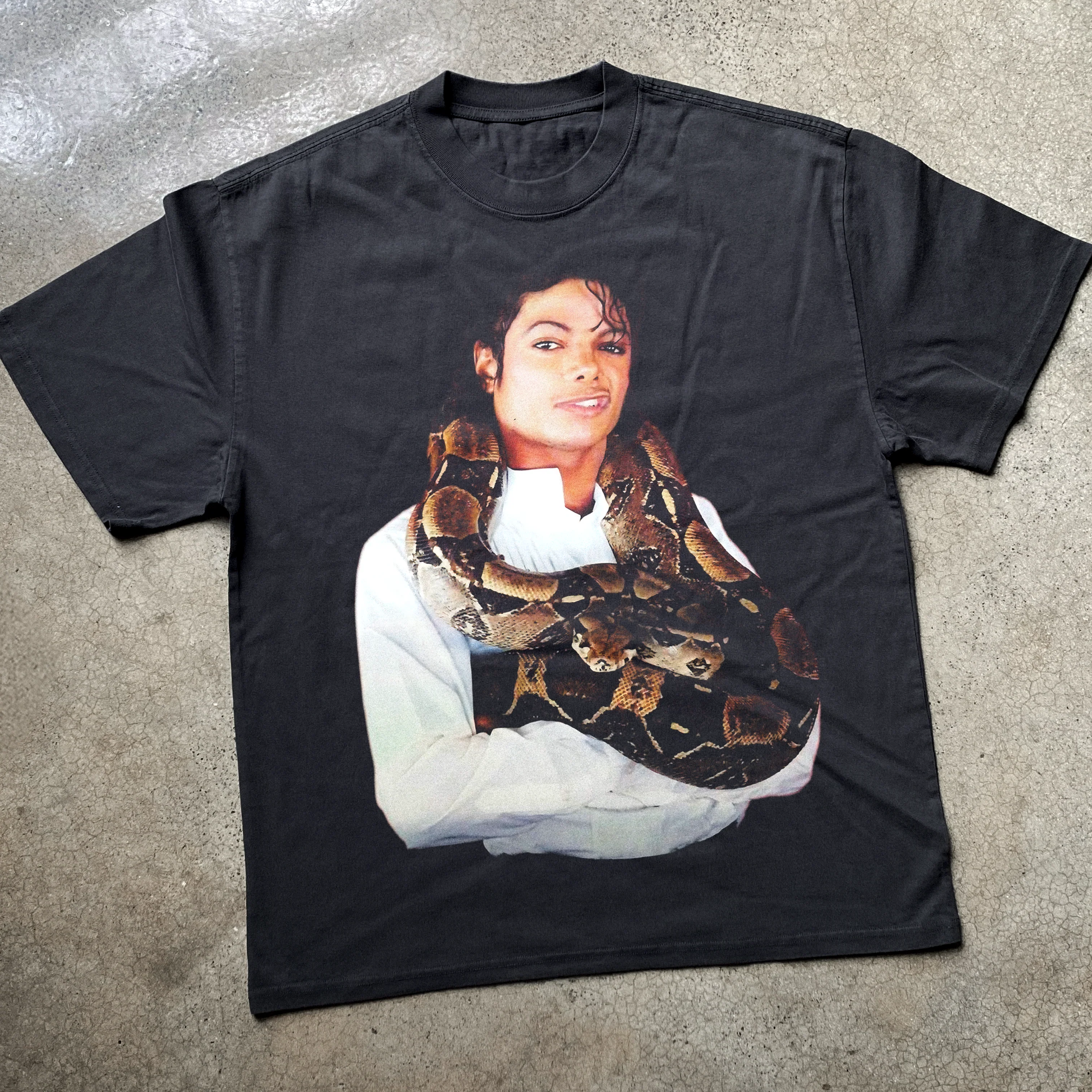 Mj 'Python' Heavyweight Faded Black T-Shirt
