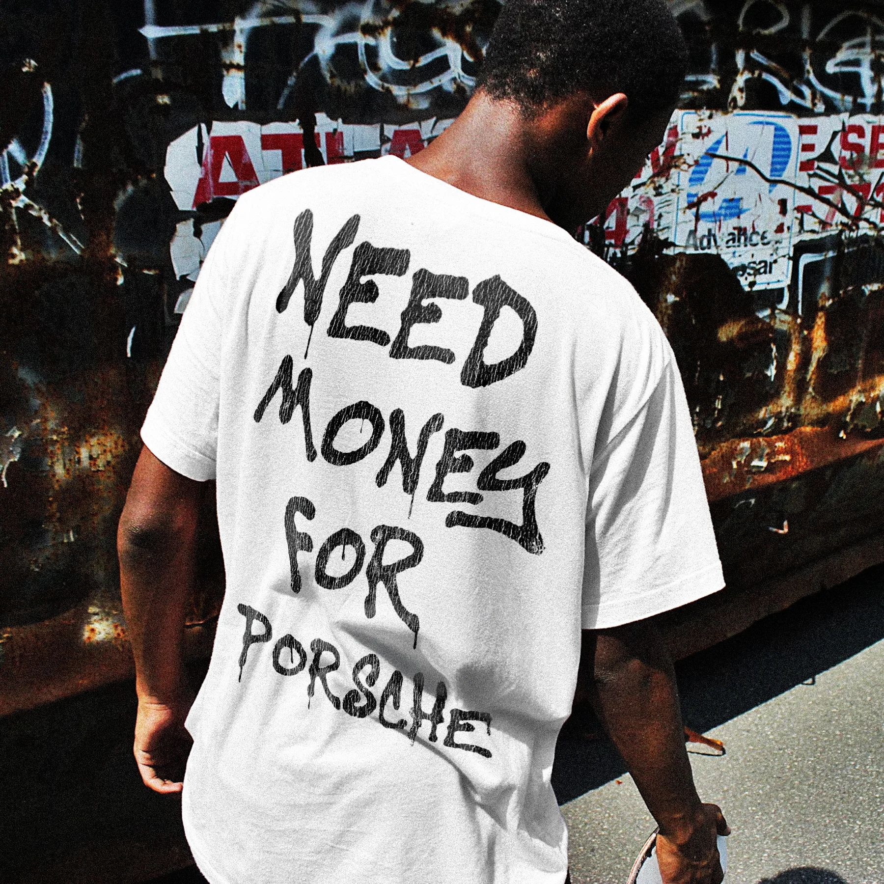 Need Money For Porsche White Heavy Weight Tee