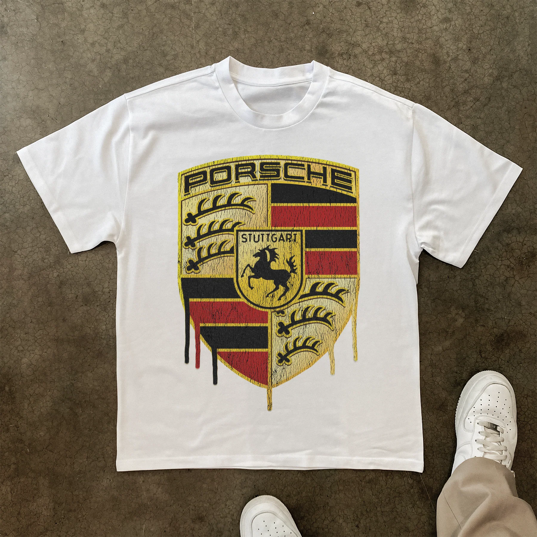 Need Money For Porsche White Heavy Weight Tee - Image 2