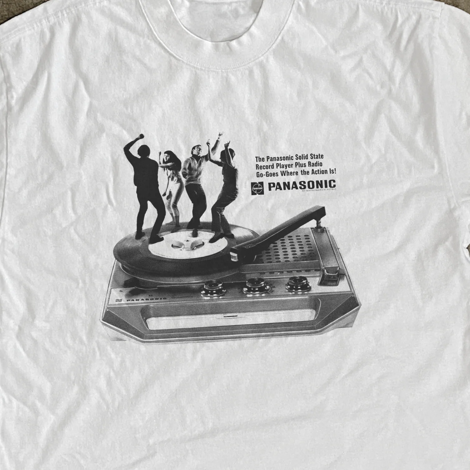 Panasonic 'Dance Party' Turntable Heavy White Tee - Image 2